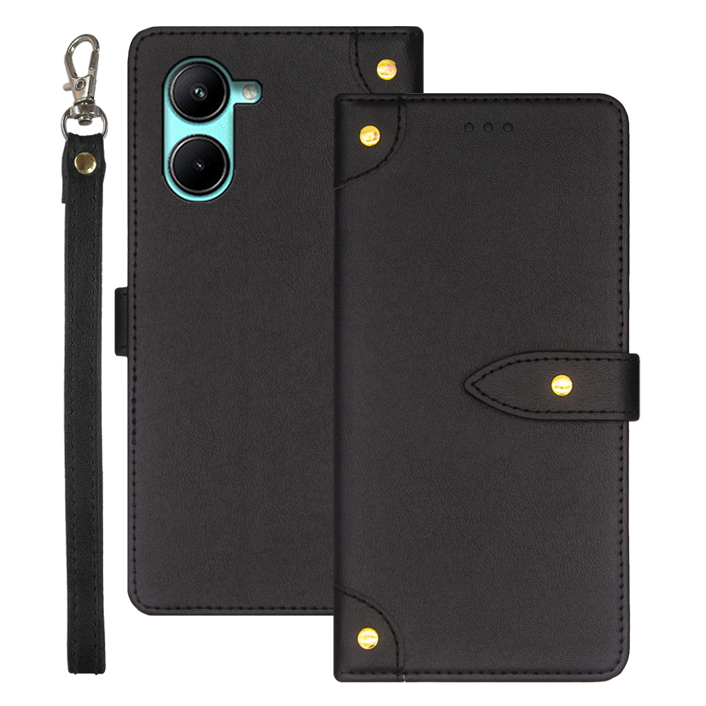 

IDEWEI Für Realme C33 2023 4G Mobiltelefone Card Card Slots PU Leder Stand Handyhülle - Schwarz, Realme C33 2023 4G