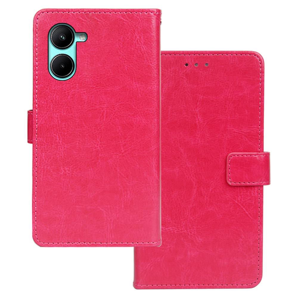 

Idewei Für Realme C33 2023 4G / C33 4G Handy Brieftaschenabdeckung Crazy Horse Textur Lederständer Telefonhülle - Rose, Realme C33 2023 4G