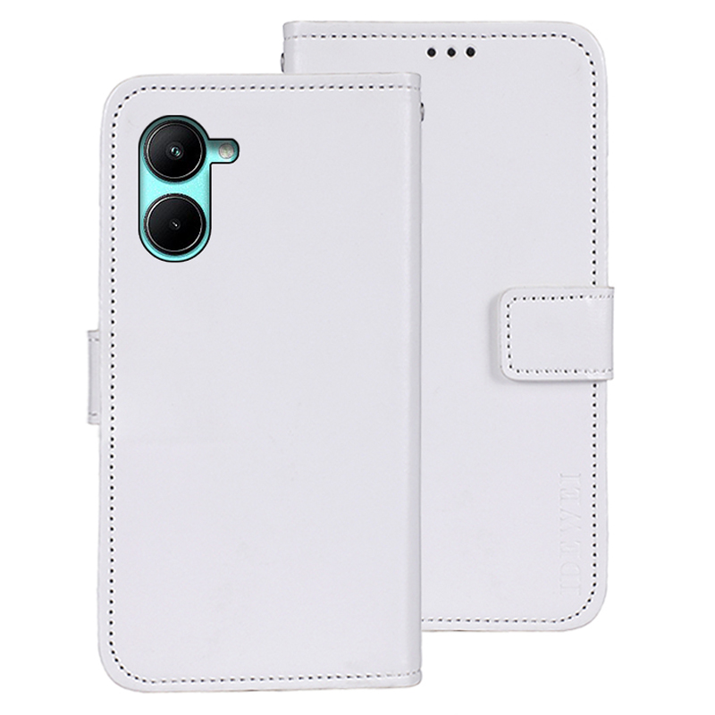 

Idewei Für Realme C33 2023 4G / C33 4G Wallet Wallet Crazy Horse Textur Stand Cover PU Leder Telefonhülle - Weiss, Realme C33 2023 4G