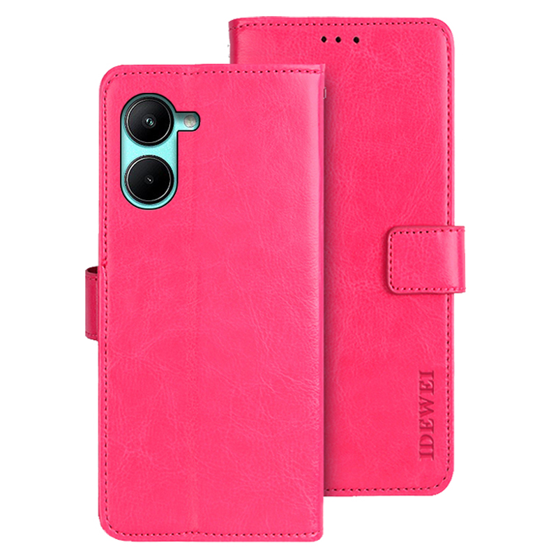 

Idewei Für Realme C33 2023 4G / C33 4G Wallet Wallet Crazy Horse Textur Stand Cover PU Leder Telefonhülle - Rose, Realme C33 2023 4G