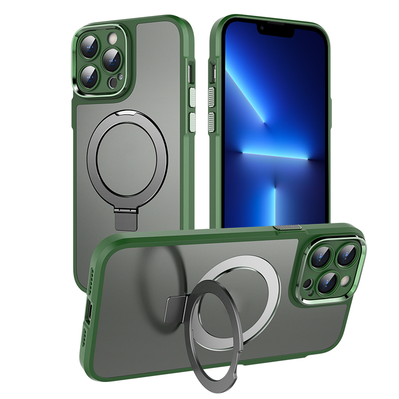 

Ringhalter Kickstand -telefonhülle Für Iphone 13 Pro, PC+TPU Matte Magnetic Telefonabdeckung - Grün, iPhone 13 Pro