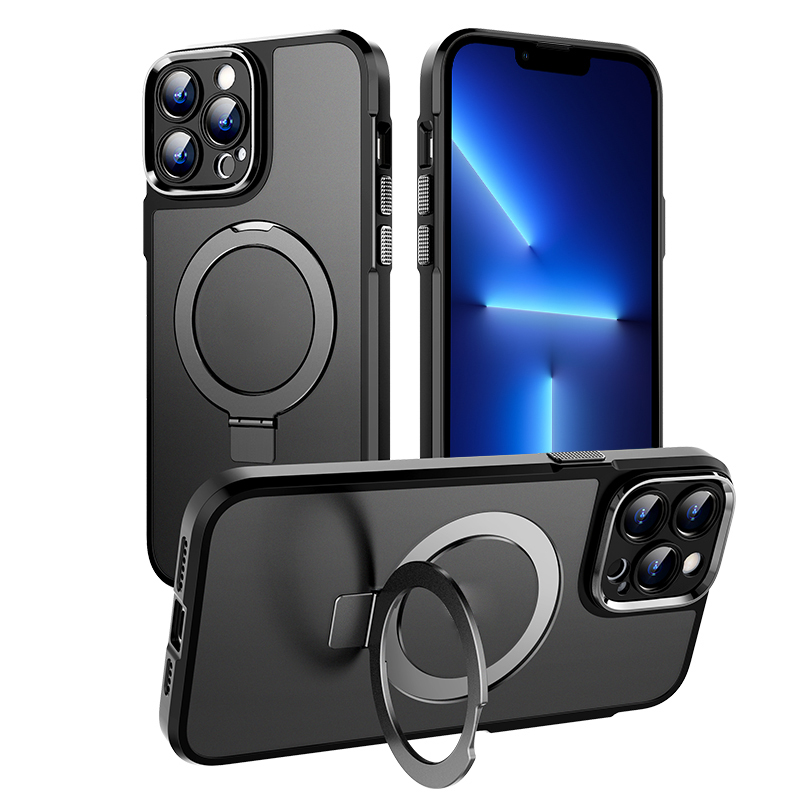 

Ringhalter Kickstand -telefonhülle Für Iphone 13 Pro, PC+TPU Matte Magnetic Telefonabdeckung - Schwarz, iPhone 13 Pro