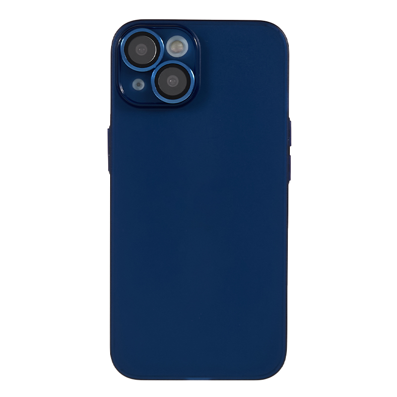 

Für Iphone 14 Anti-drogen-telefonhülle Matte TPU Anti-fingerabdruck-abdeckung Mit Metalllinsenring - Dunkelblau, iPhone 14