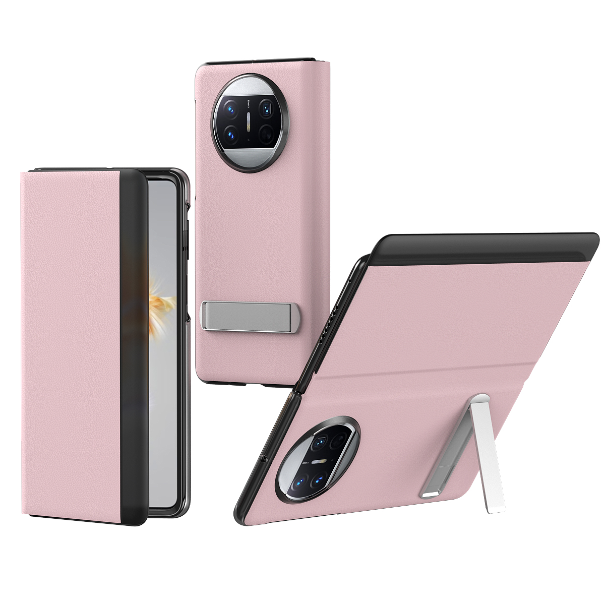 

Telefonabdeckung Für Huawei Mate X3 5G Schutzhülle PU Leder -pc -telefonschale Mit Ständer - Rosa, Huawei Mate X3 5G