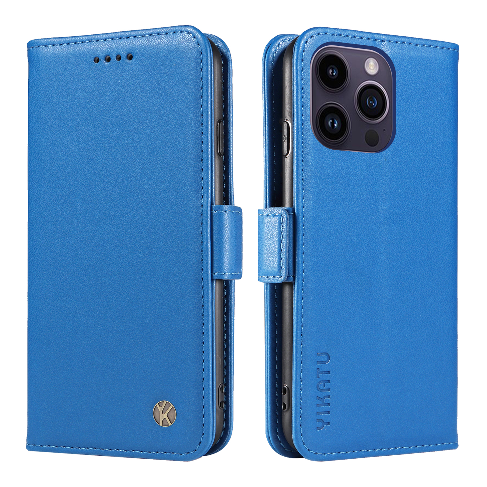

Yikatu YK-003 Für Iphone 14 Pro Max PU Leder-telefon Hülle Wallet Ständer Schockdcover - Himmelblau, iPhone 14 Pro Max