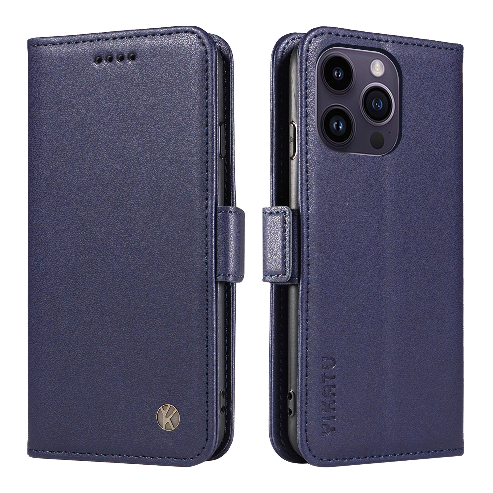 

Yikatu YK-003 Für Iphone 14 Pro Max PU Leder-telefon Hülle Wallet Ständer Schockdcover - Saphir, iPhone 14 Pro Max