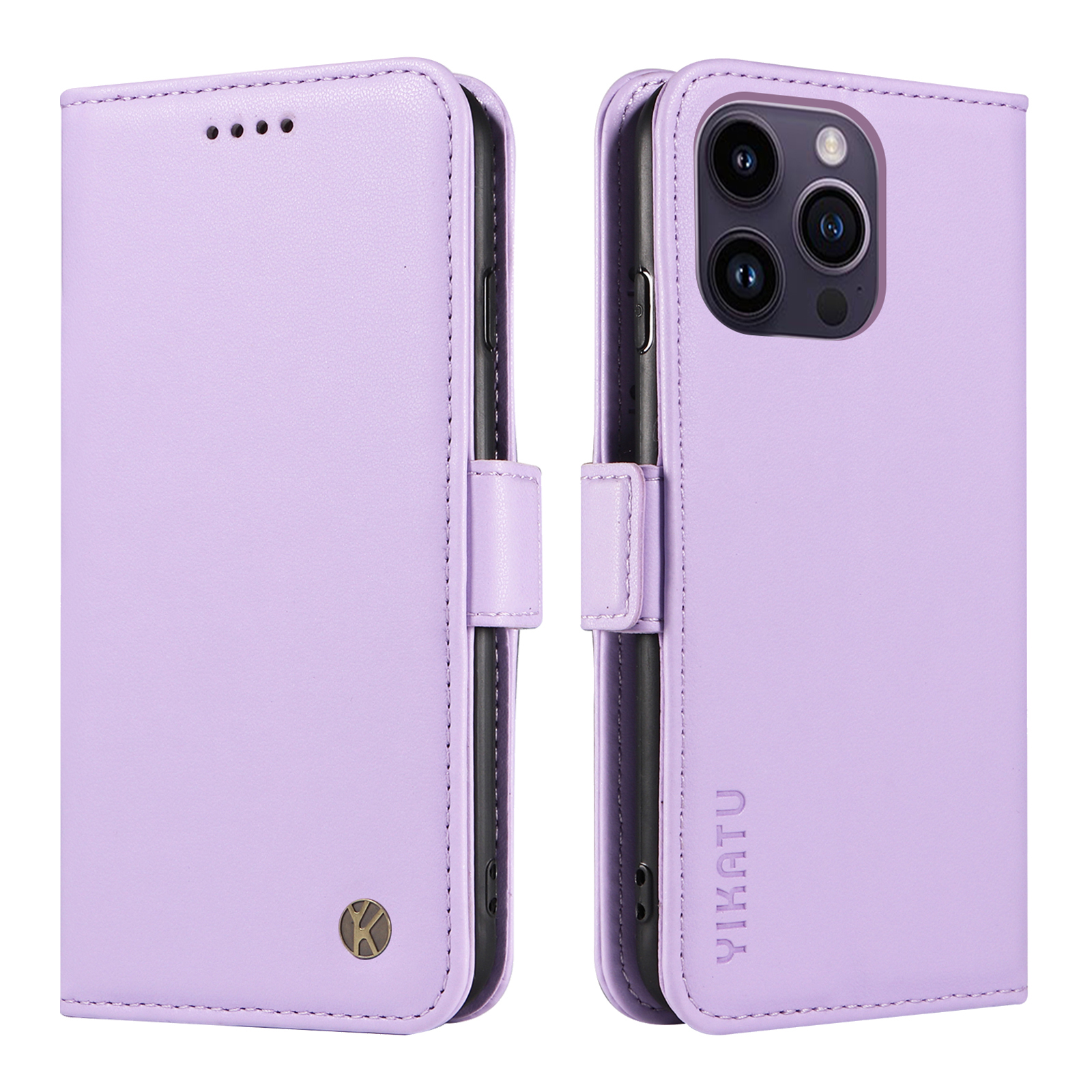 

Yikatu YK-003 Für Iphone 14 Pro Max PU Leder-telefon Hülle Wallet Ständer Schockdcover - Helles Lila, iPhone 14 Pro Max