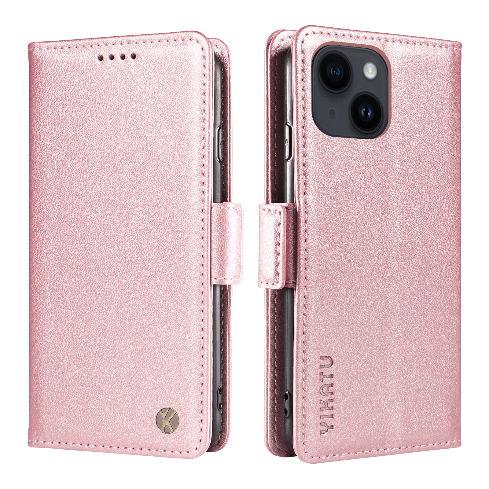 

Yikatu YK-003 Schutzhülle Für Iphone 14 Plus PU Leder Flip Cover Wallet Telefonschutz Mit Ständer - Roségold, iPhone 14 Plus