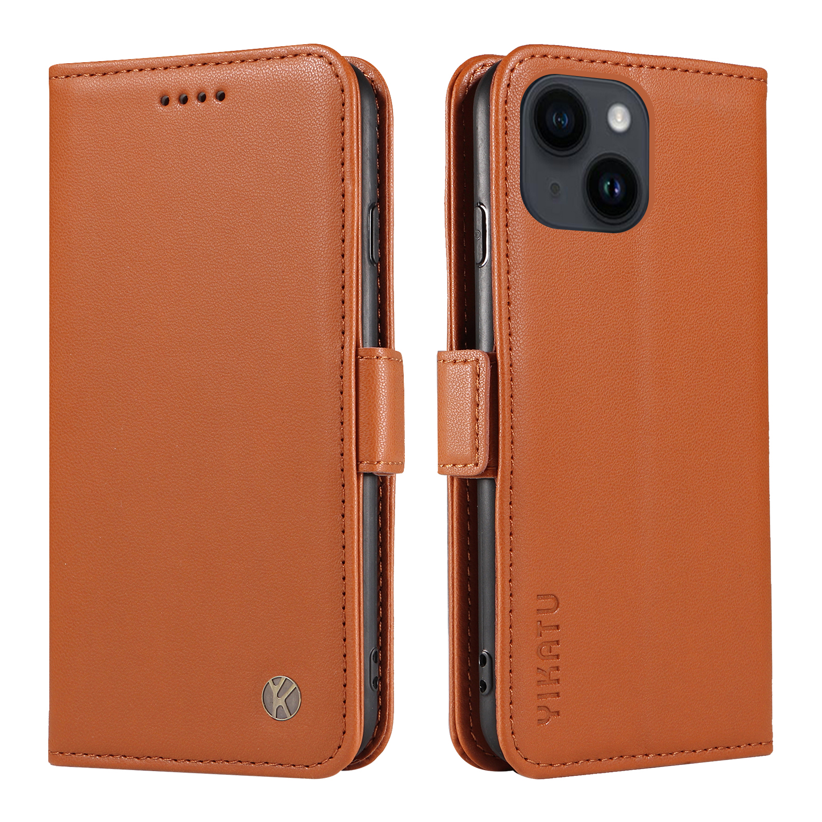 

Yikatu YK-003 Schutzhülle Für Iphone 14 Plus PU Leder Flip Cover Wallet Telefonschutz Mit Ständer - Braun, iPhone 14 Plus