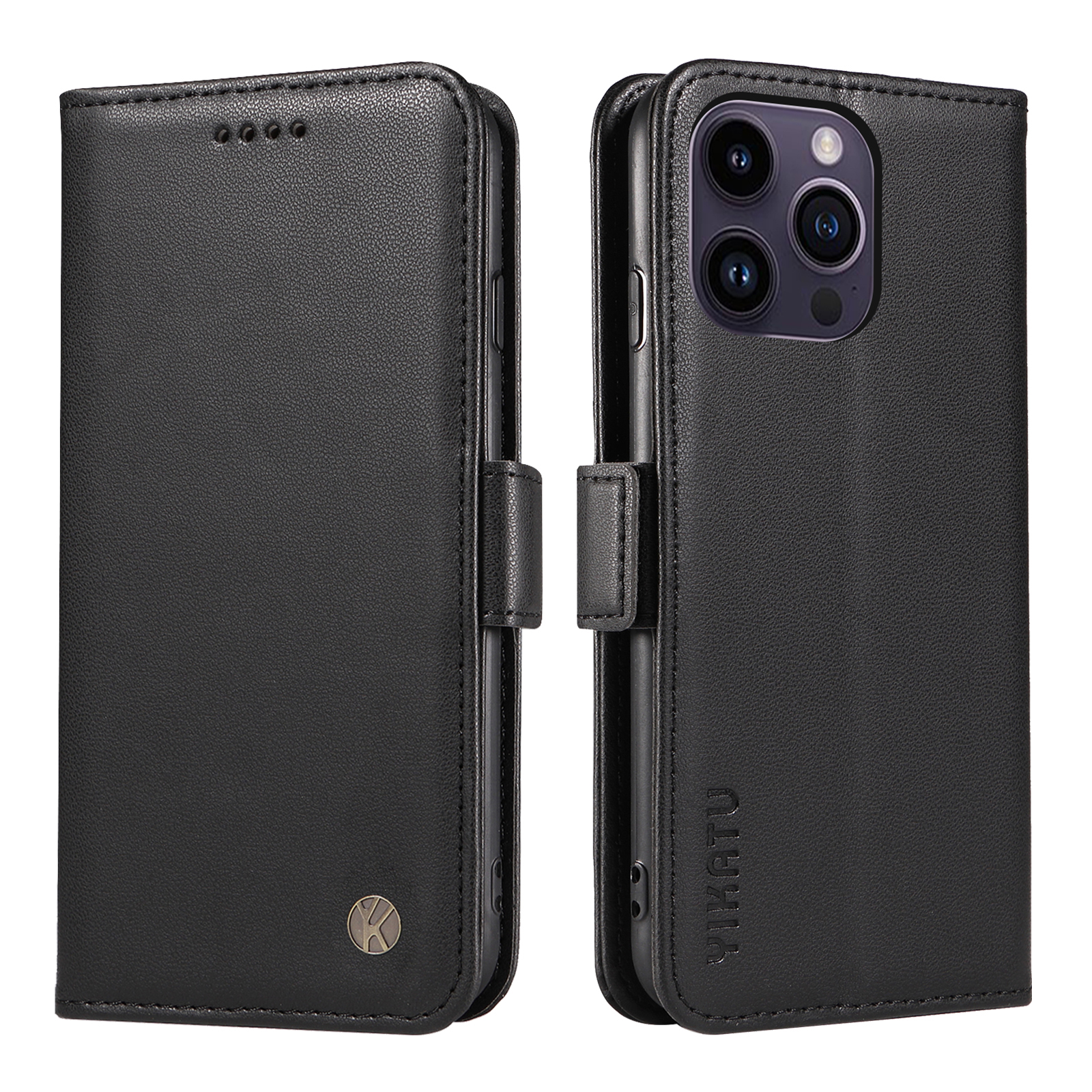 

Yikatu YK-003 pu Leder Flip Cover Für Iphone 14 Pro Wallet Case Anti-drop-telefonschale - Schwarz, iPhone 14 Pro