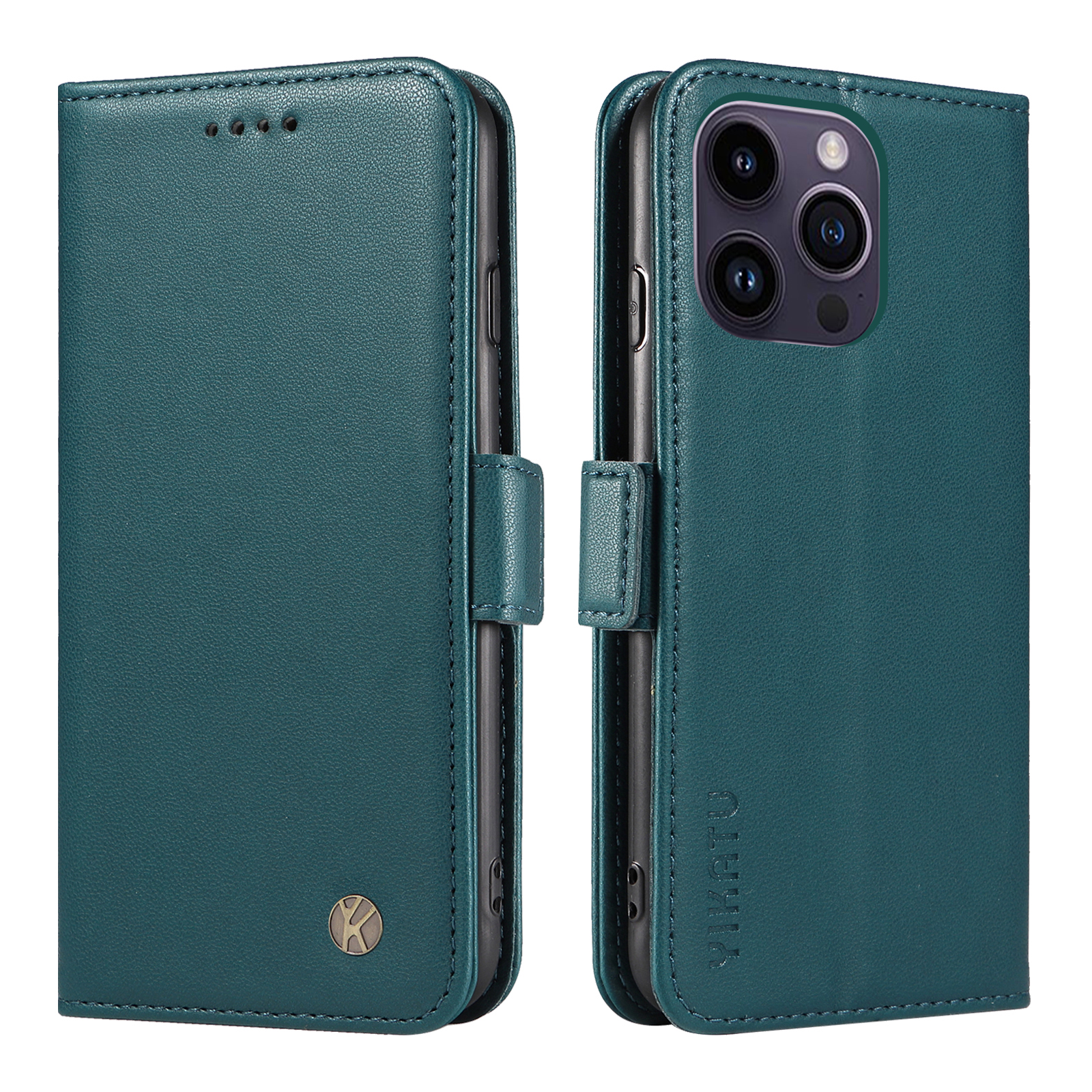 

Yikatu YK-003 pu Leder Flip Cover Für Iphone 14 Pro Wallet Case Anti-drop-telefonschale - Grün, iPhone 14 Pro