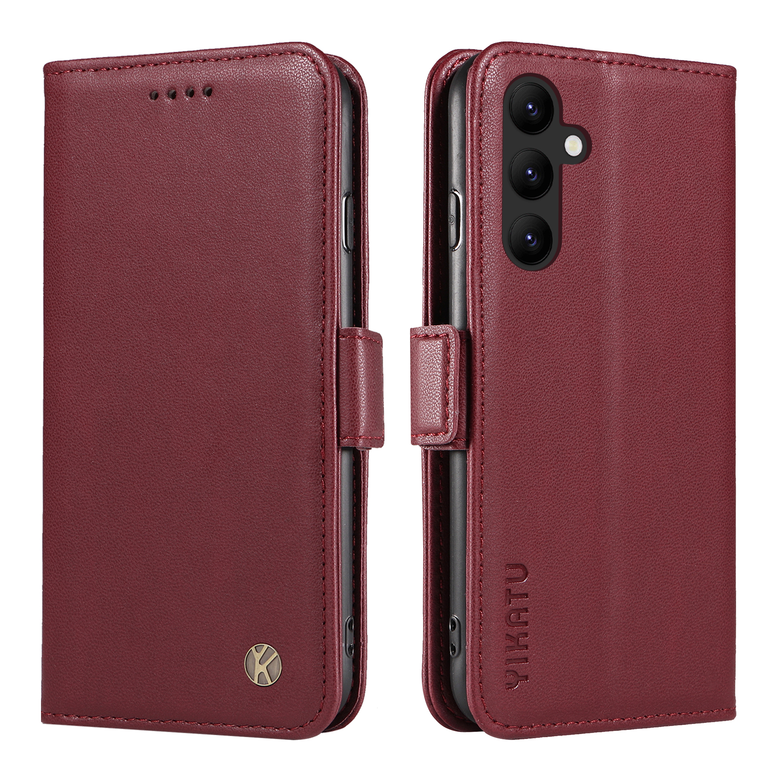 

Yikatu YK-003 Stoßdämpfer Hülle Für Samsung Galaxy A24 5G PU Leder Flip Cover Wallet Telefonschale - Weinrot, Galaxy A24 4G