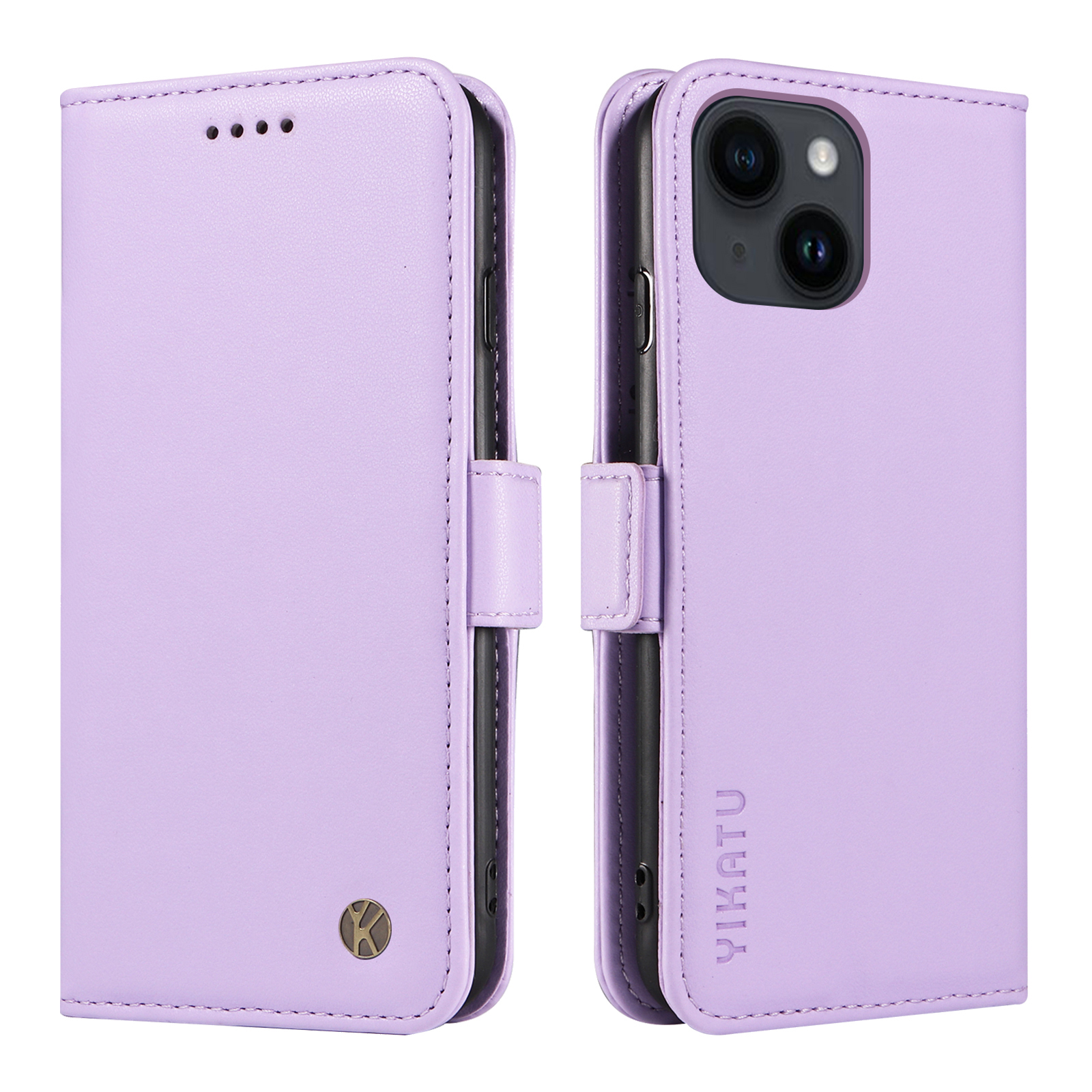 

Yikatu YK-003 Für Iphone 14 PU Leder Magnetic Flip Case Wallet Stand Schutzabdeckung - Helles Lila, iPhone 14
