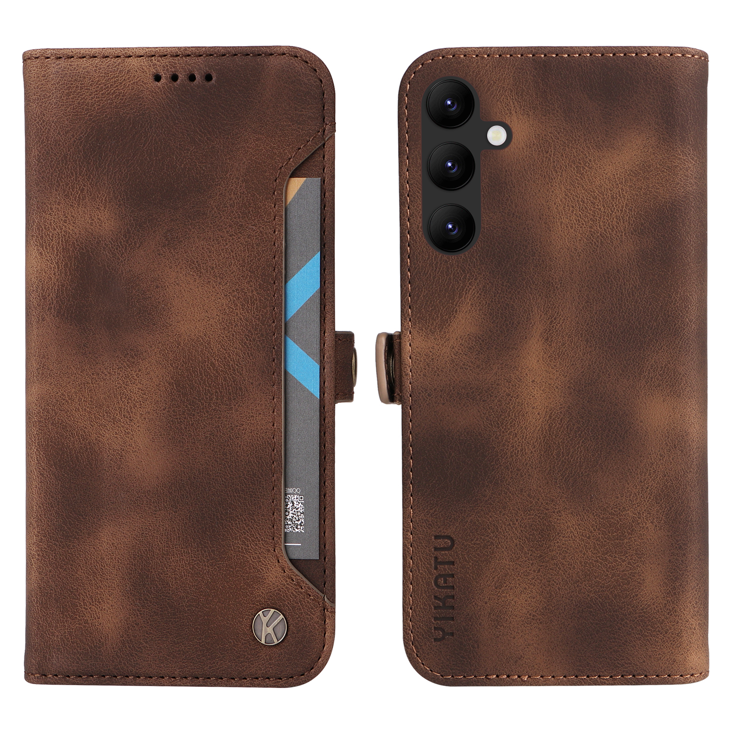 

Yikatu YK-002 Für Samsung Galaxy A34 5G Skin-Touch PU Leder Flip Cover Drop-sof-brieftaschenhülle Mit Kartensteckplatz - Braun, Galaxy A34 5G