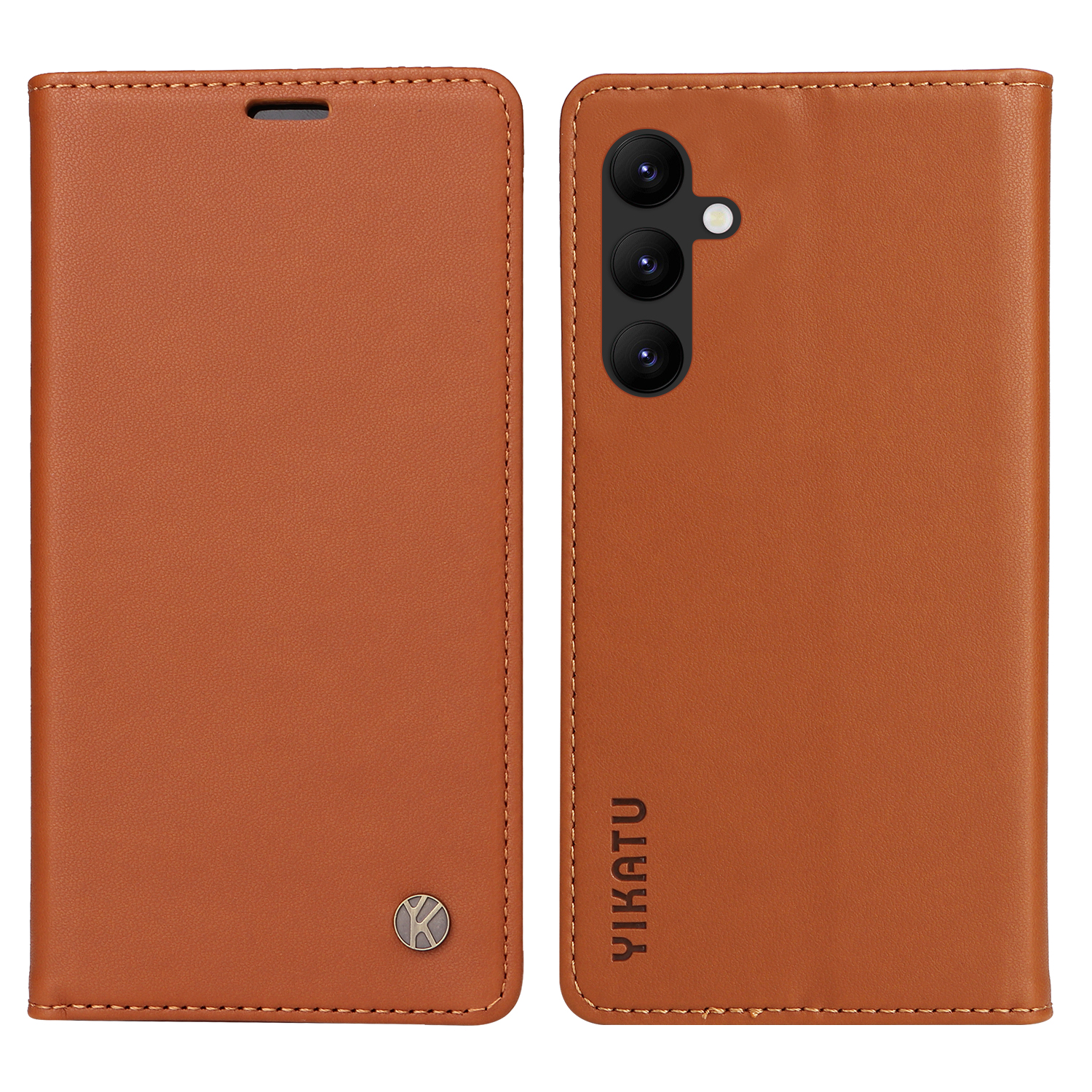 

Yikatu YK-001 Für Samsung Galaxy A34 5G Wallet Phone Hülle Magnetverschluss PU Leder Flip Cover - Braun, Galaxy A34 5G
