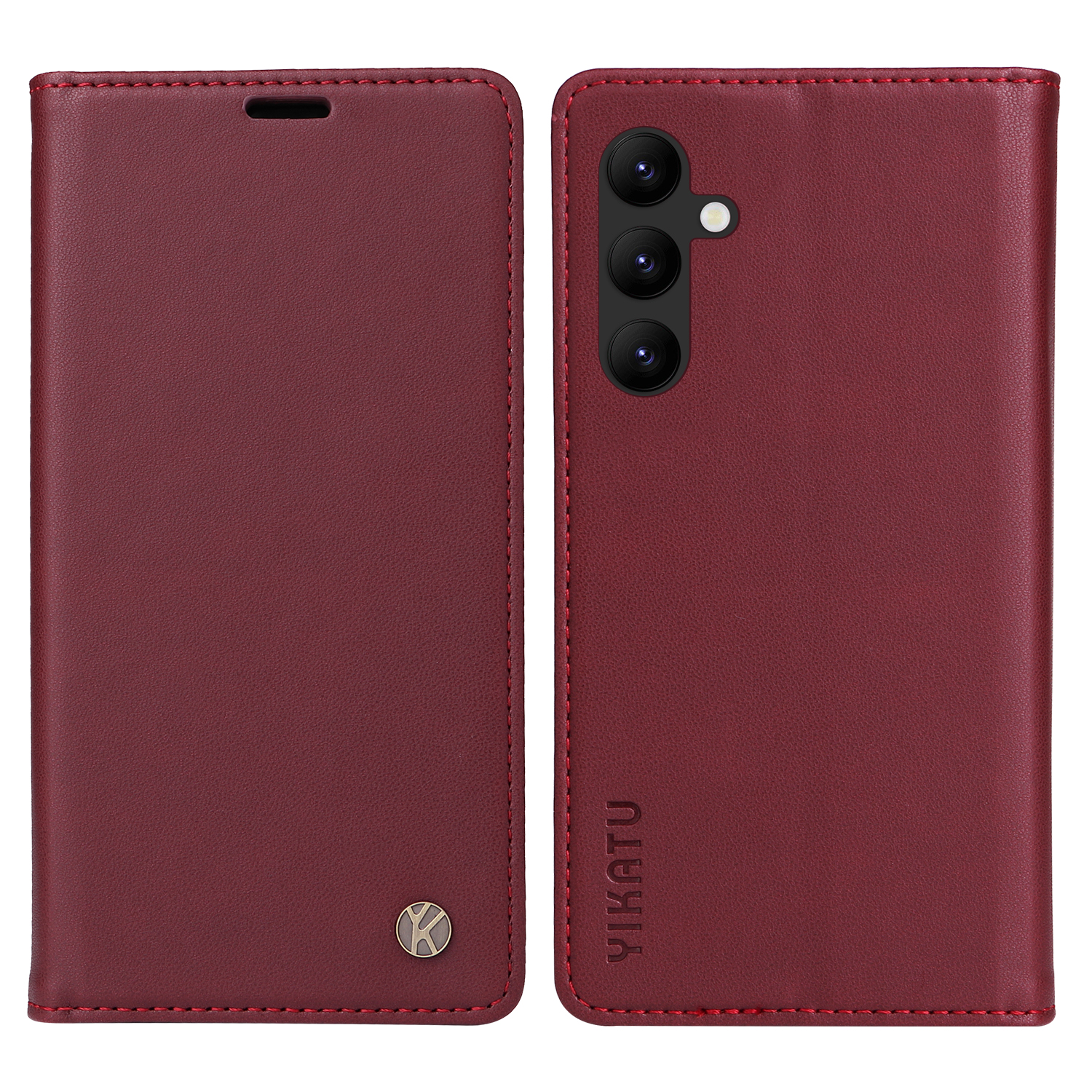 

Yikatu YK-001 Für Samsung Galaxy A34 5G Wallet Phone Hülle Magnetverschluss PU Leder Flip Cover - Weinrot, Galaxy A34 5G