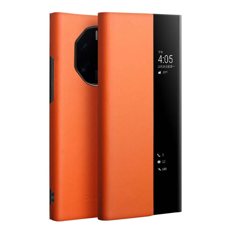 

Qialino Telefonkoffer Für Huawei Mate 50 RS Porsche Design 4G Kuhlatten-leder-pc-abdeckung Anti-drop-schockdoßhülle - Orange, Huawei Mate 50 RS Porsche Design 4G