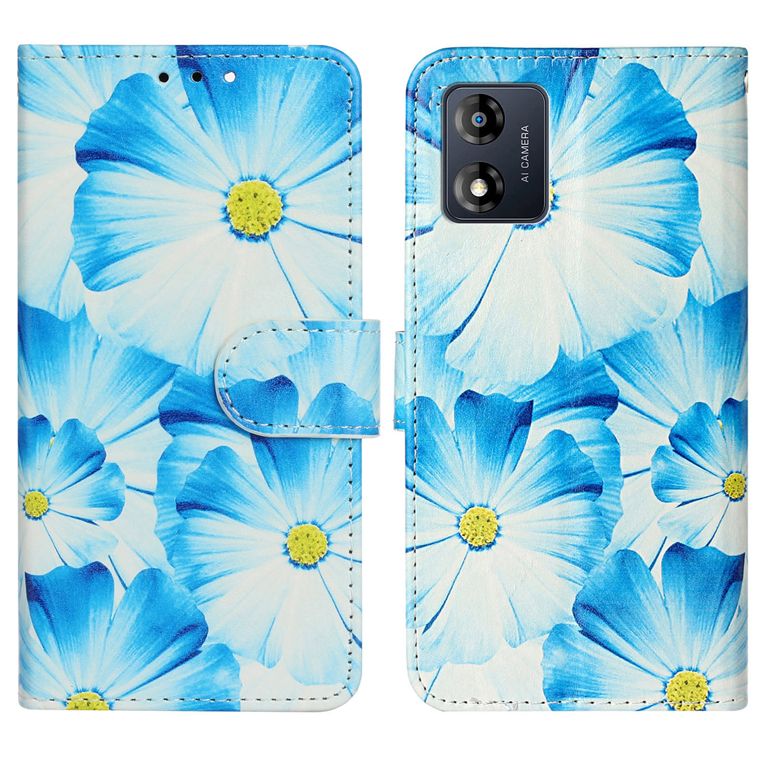

Für Motorola Moto E13 4G PU Ledermuster Druckphase Hülle Wallet Ständer Flip Folio Schutzabdeckung - Orchidee, Motorola Moto E13 4G