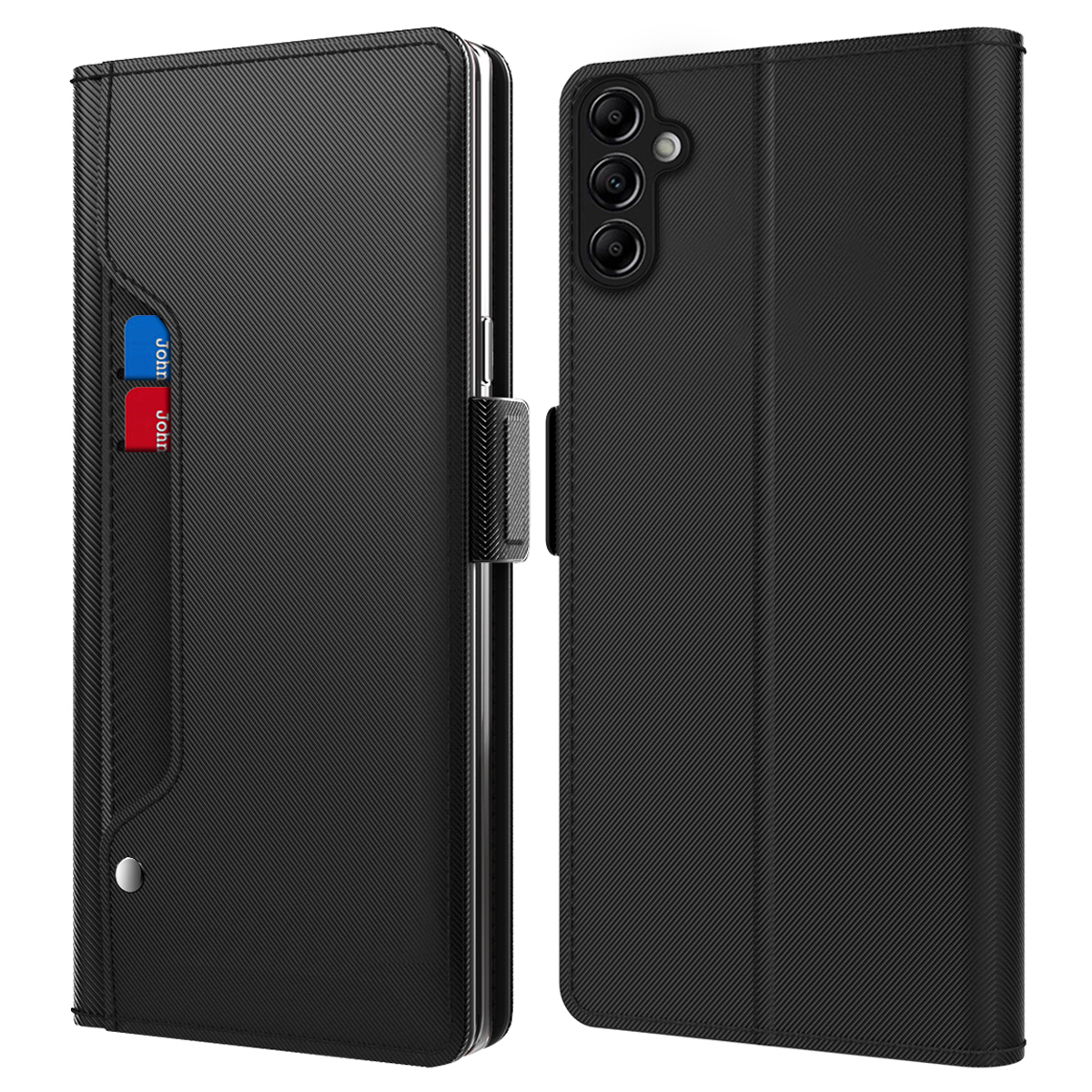 

Für Samsung Galaxy A24 4G PU Leder Cover Card Halter Ständer - Schwarz, Galaxy A24 4G