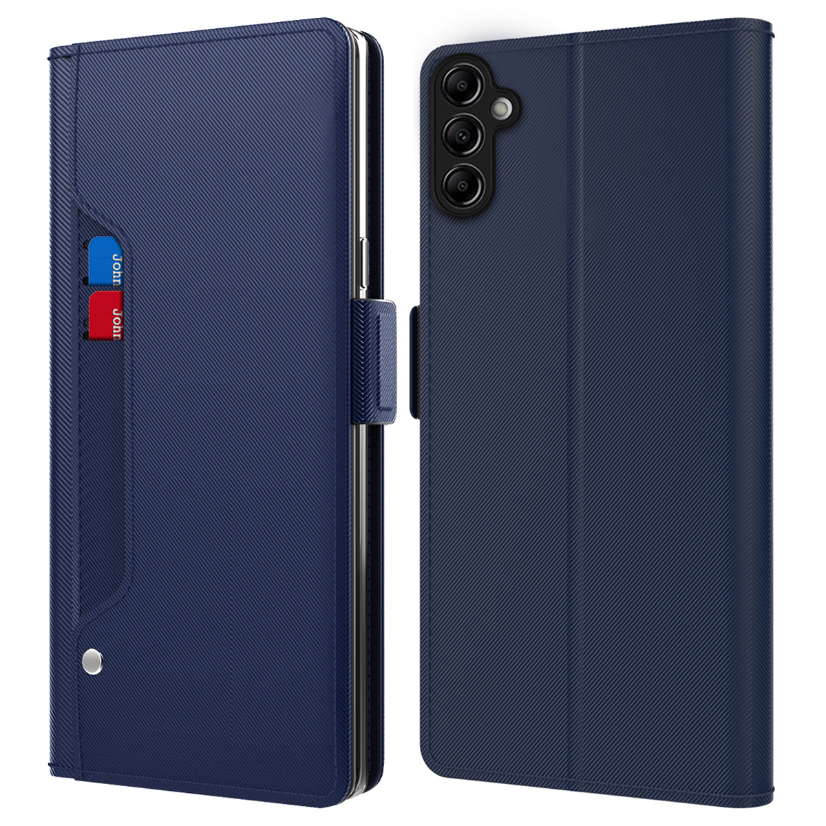 

Für Samsung Galaxy A24 4G PU Leder Cover Card Halter Ständer - Blau, Galaxy A24 4G