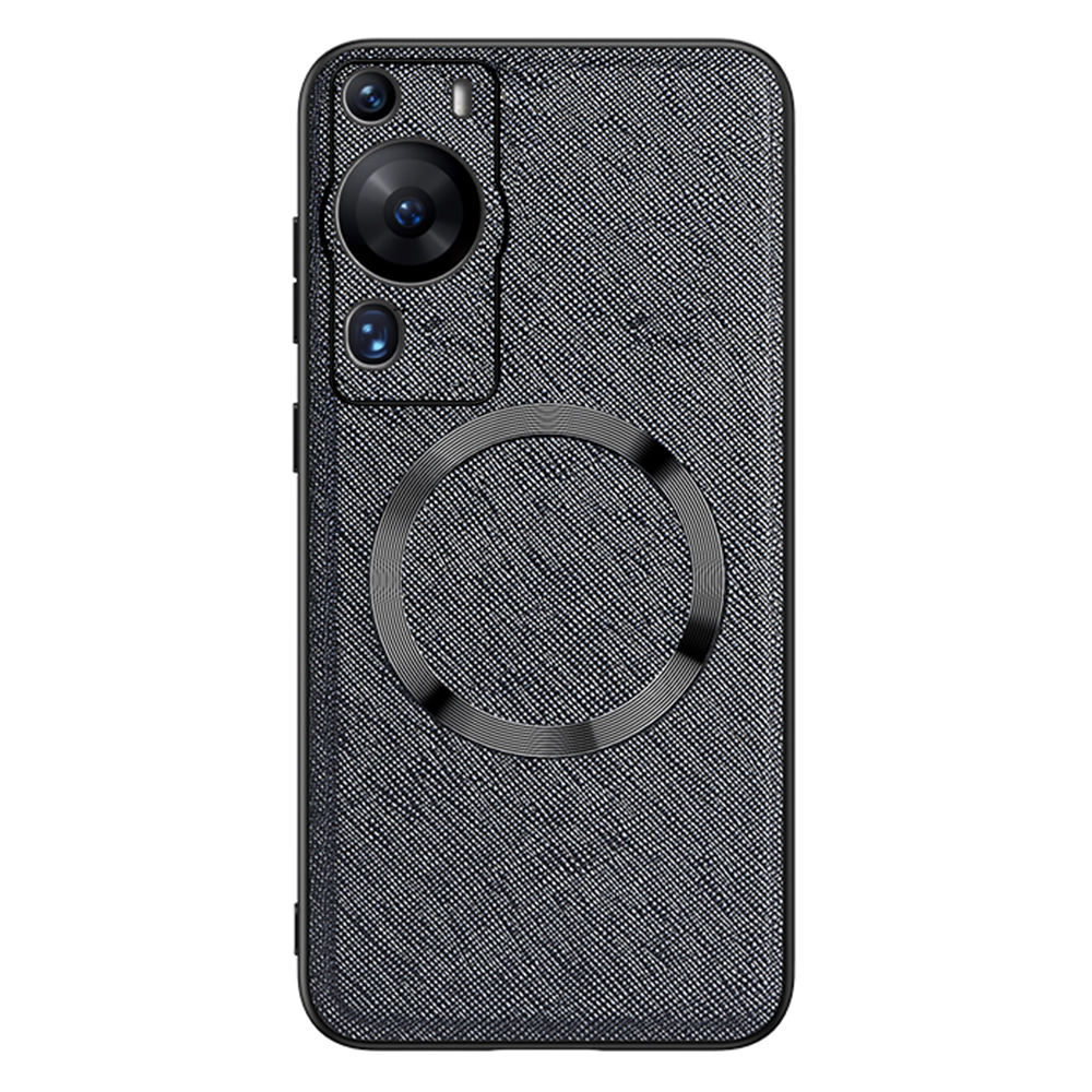 

Magnetische Telefonhülle Für Huawei P60 Pro, Mit Leder Beschichtete TPU Cross Textur -smartphone -abdeckung - Schwarz, Huawei P60 Pro