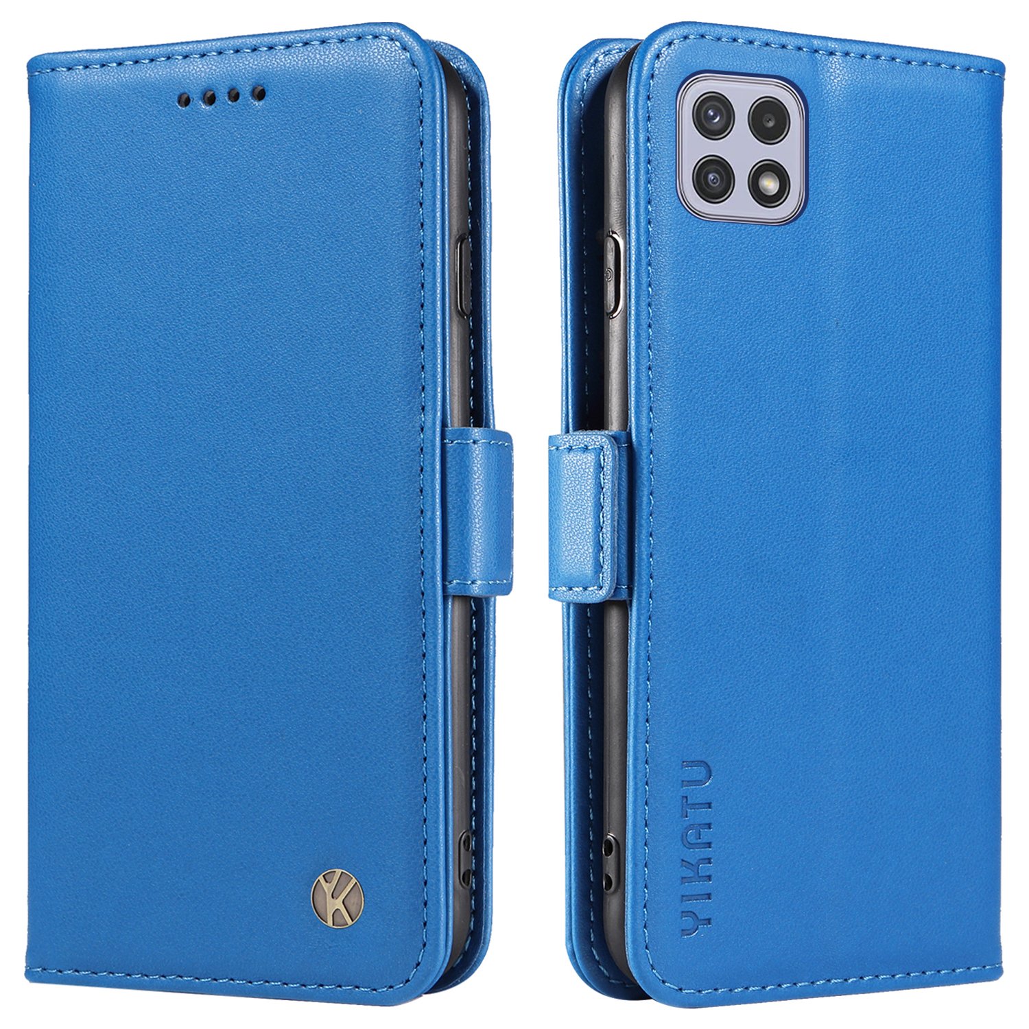 

Yikatu YK-003 Stand Shell Für Samsung Galaxy A22 5G (eu-version) Schockfestes Magnethely Brieftasche Lederabdeckung - Himmelblau, Galaxy A22 5G (EU Version)