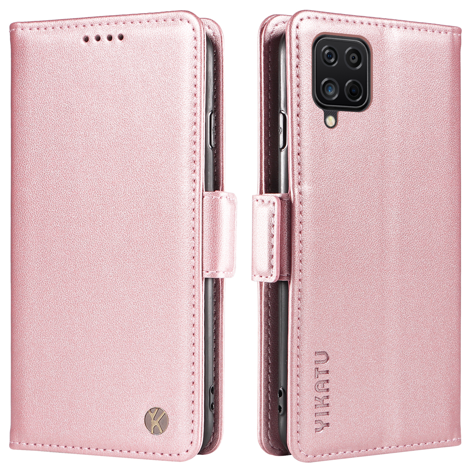 

Yikatu YK-003 Für Samsung Galaxy A12 Anti-kratzer-pu-leder-brieftaschenhülle Magnetische Für Magnetige Telefern - Roségold, Galaxy A12