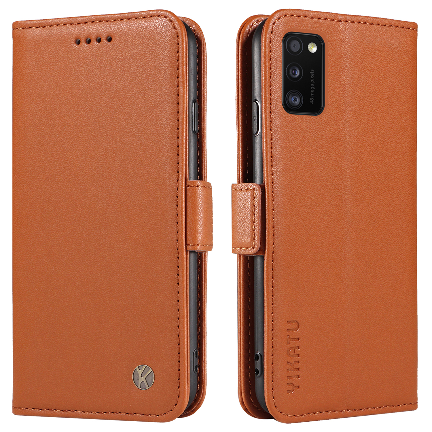 

Yikatu YK-003 Leder-telefonschale Für Samsung Galaxy A41 (Global Version) Wallet Case Ständer Magnetic Anti-fall-fall-abdeckung - Braun, Galaxy A41 (Global Version)