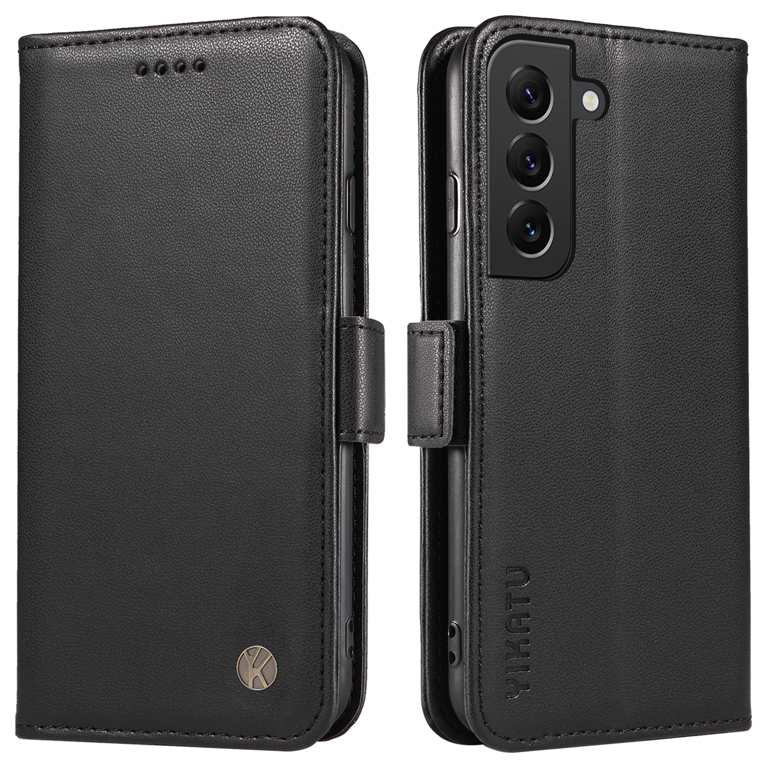 

Yikatu YK-003 pu Leder Flip Cover Für Samsung Galaxy S22+ 5G Hülle Anti-drogen-telefonschale Mit Brieftasche - Schwarz, Galaxy S22+ 5G