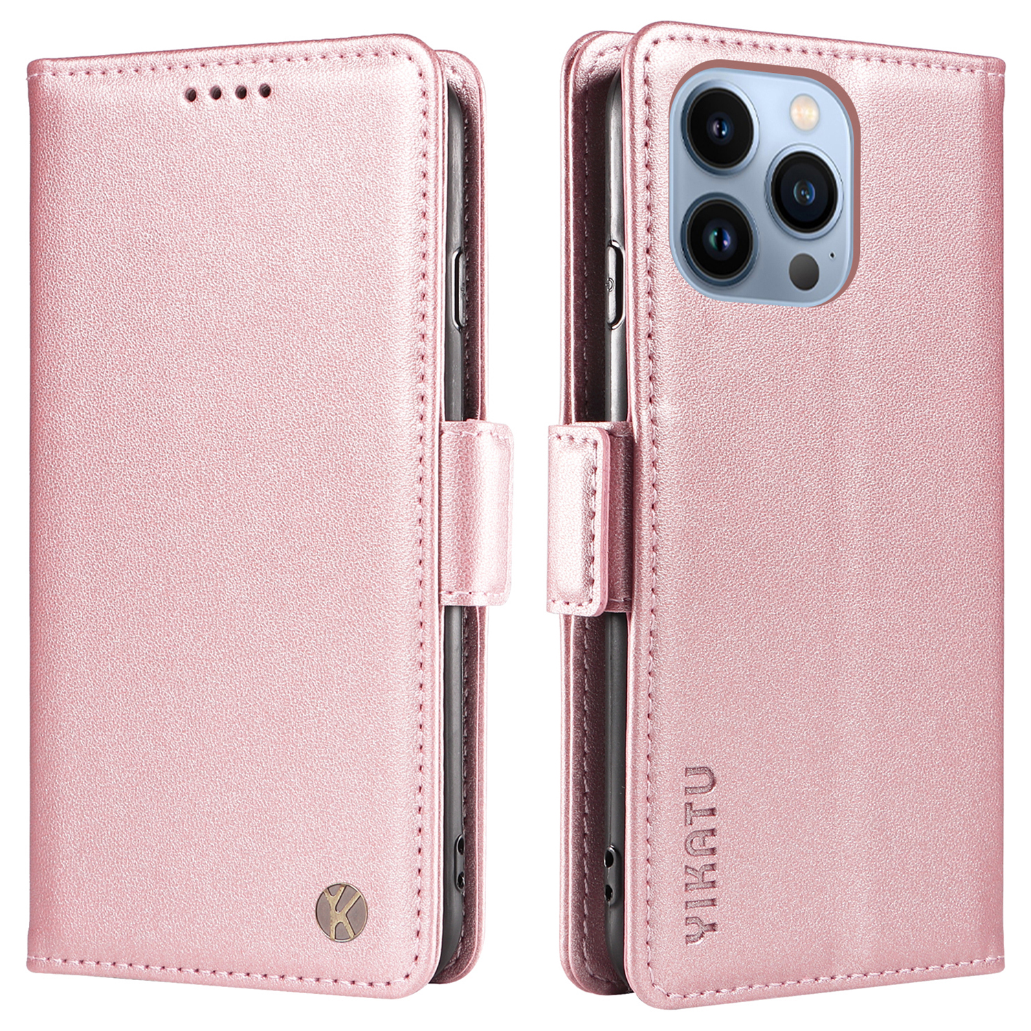 

Yikatu YK-003 Für Iphone 13 Pro 6.1 Zoll PU Leder Flip Cover Anti-scratch-stand Telefon Brieftasche Hülle - Roségold, iPhone 13 Pro