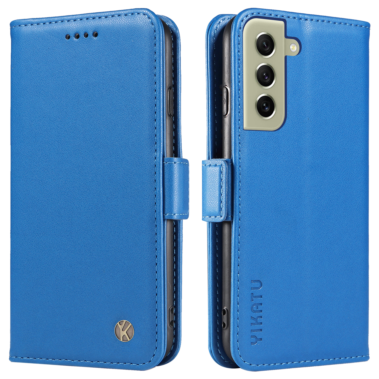 

Yikatu YK-003 Für Samsung Galaxy S21 fe 5G Flip Cover Anti-scratch Pu-lederständer Telefonie-brieftasche - Himmelblau, Galaxy S21 FE 5G