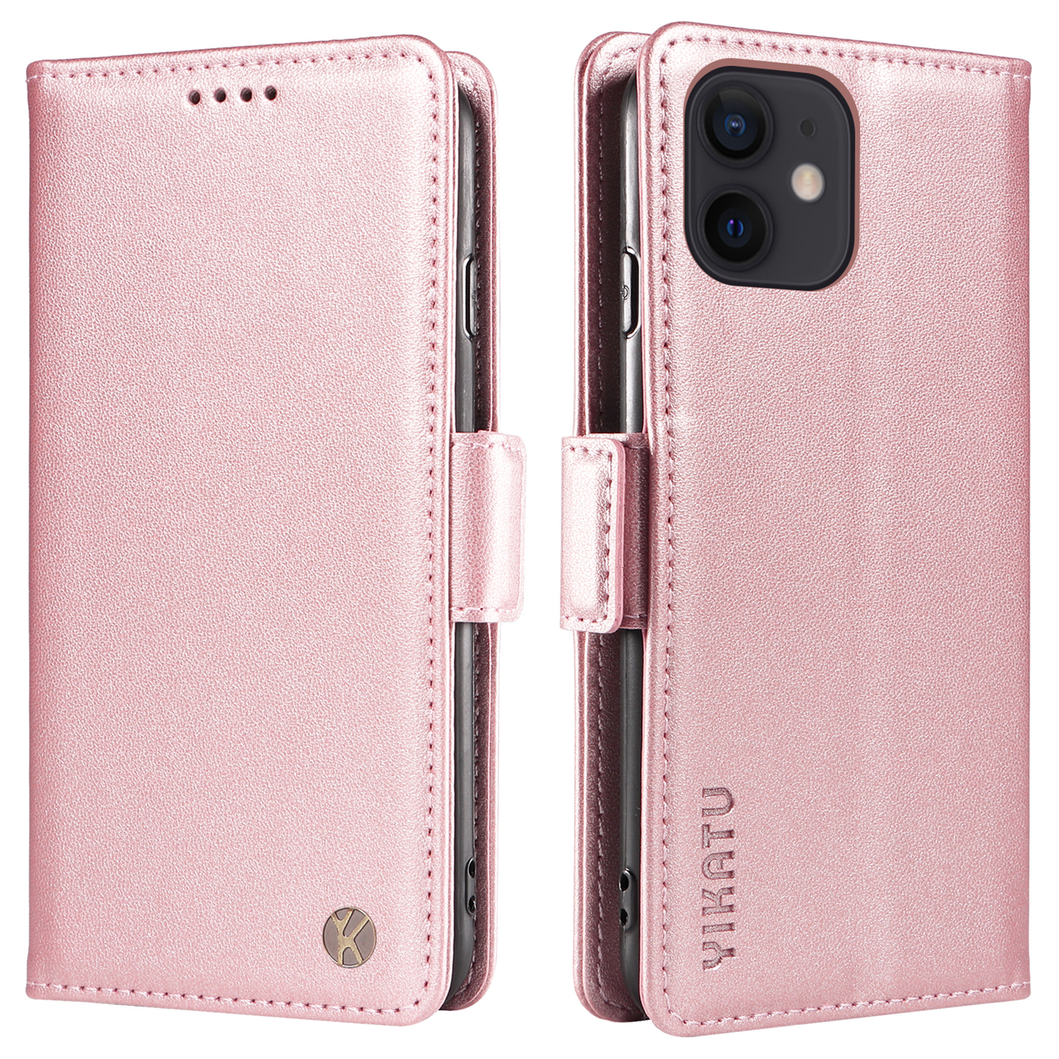 

Yikatu YK-003 Flip Cover Für Iphone 11 6,1 Zoll PU Leder Faltbares Stand Telefon Brieftasche - Roségold, iPhone 11