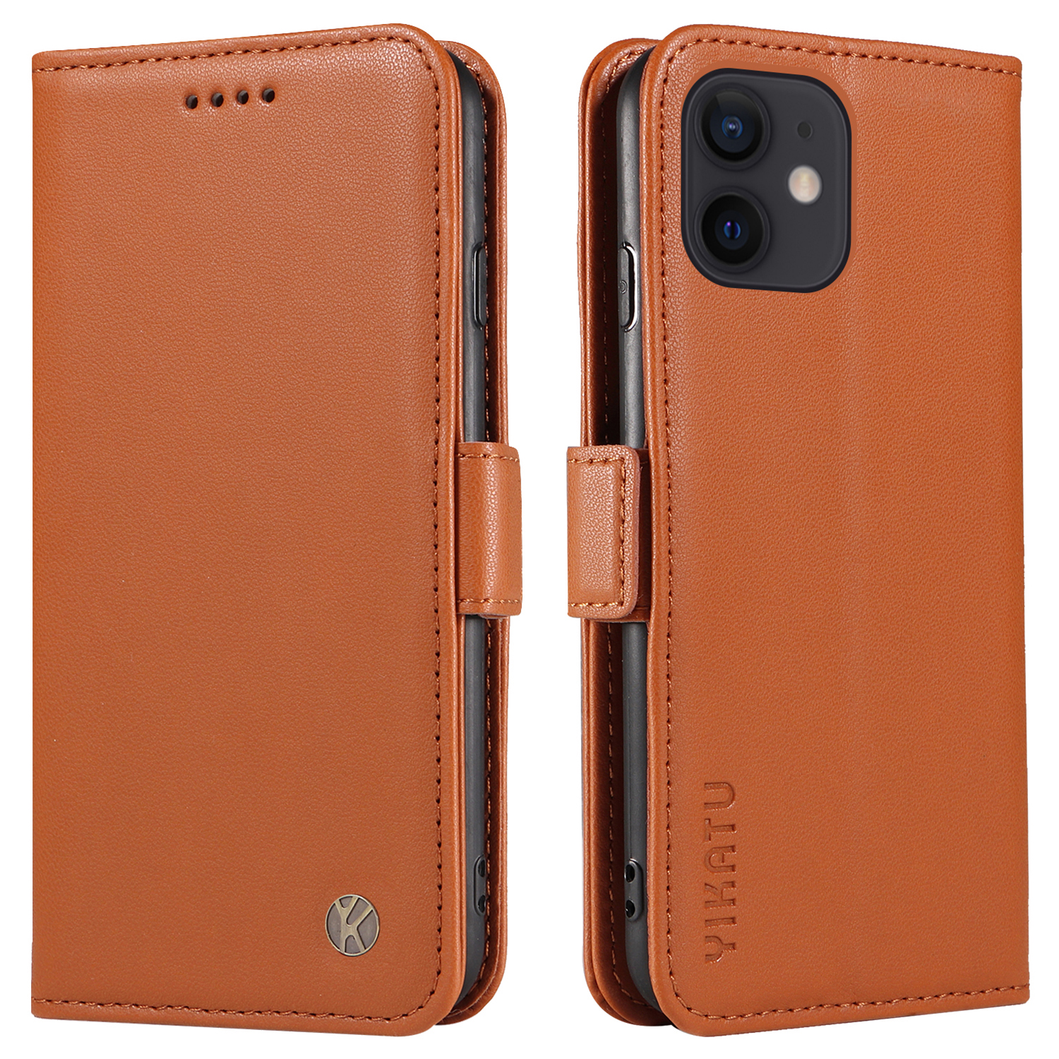 

Yikatu YK-003 Flip Cover Für Iphone 11 6,1 Zoll PU Leder Faltbares Stand Telefon Brieftasche - Braun, iPhone 11