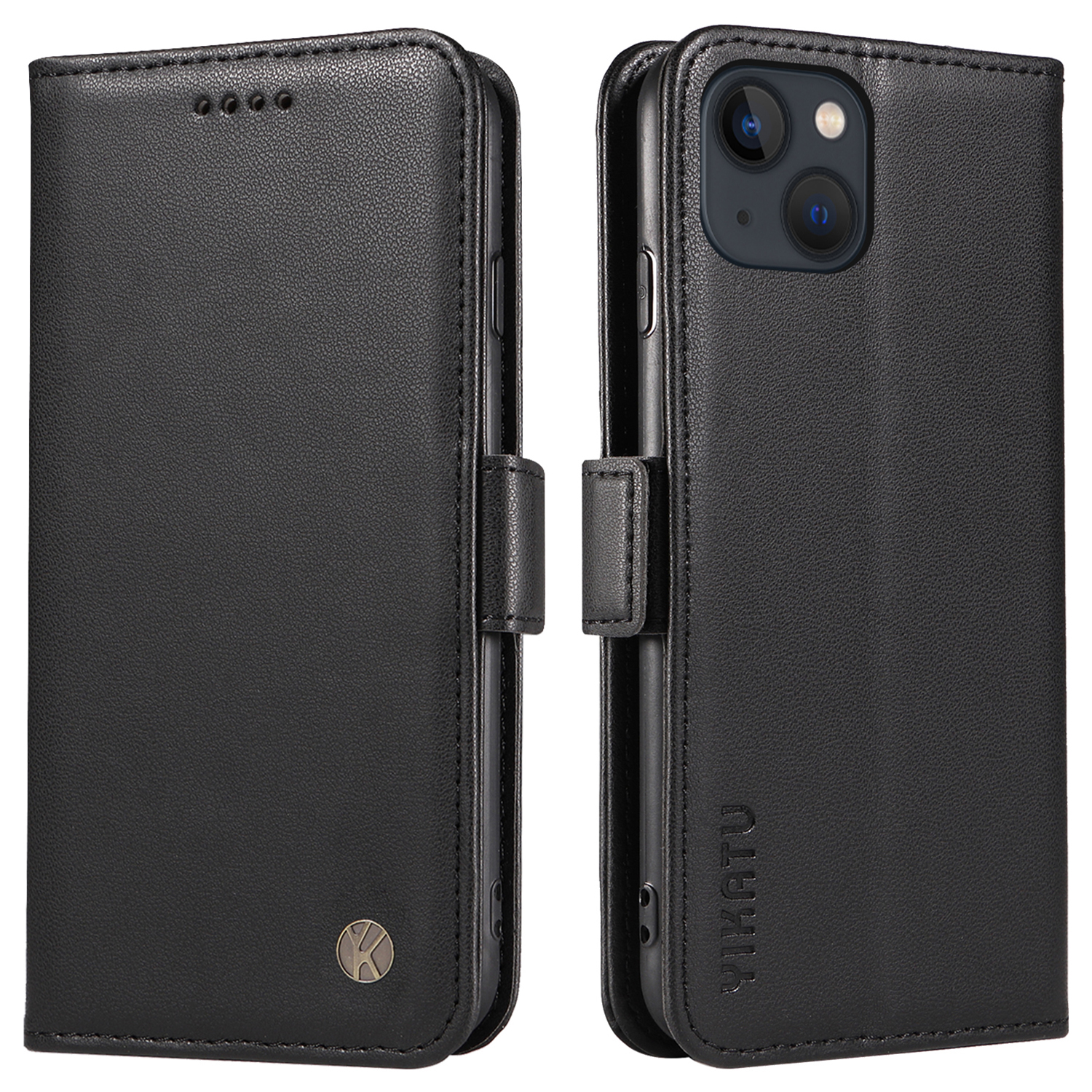 

Yikatu YK-003 Für Iphone 13 6,1 Zoll Magnetic Folio Flip Wallet Cover PU Lederständer Telefonhülle - Schwarz, iPhone 13
