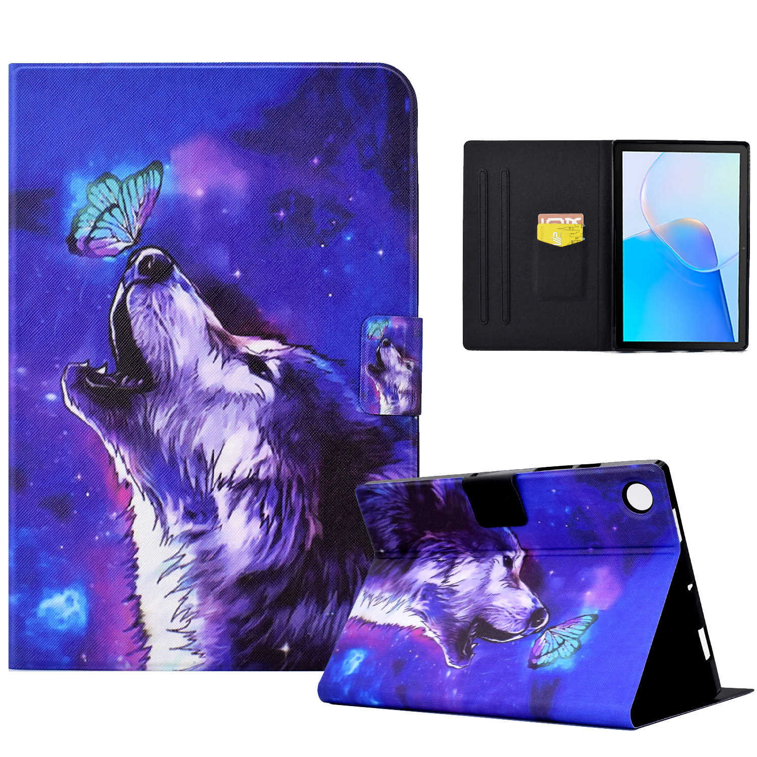 

Für Huawei Matepad SE 10.4-zoll-pu-leder-tablet-hülle Musterdruckstill - Schmetterling Und Wolf, Huawei MatePad SE 10.4-inch