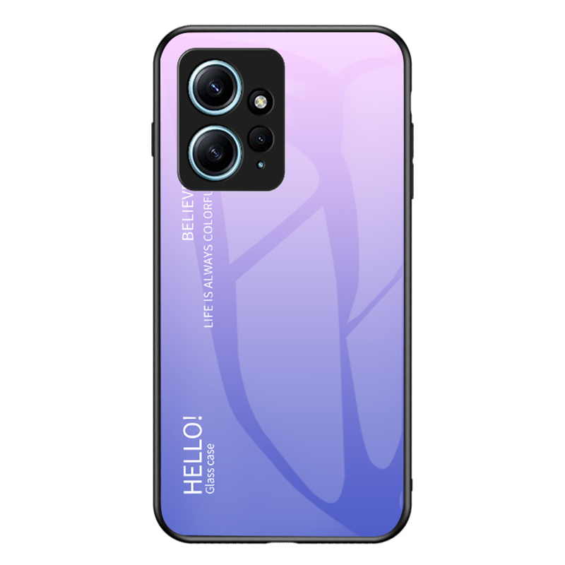

Für Xiaomi Redmi Note 12 4G Telefonhülle Temperiertes Glas+pc+tpu -gradienten -mobiltelefonabdeckung - Gradient Pink Purpur, Xiaomi Redmi Note 12 4G