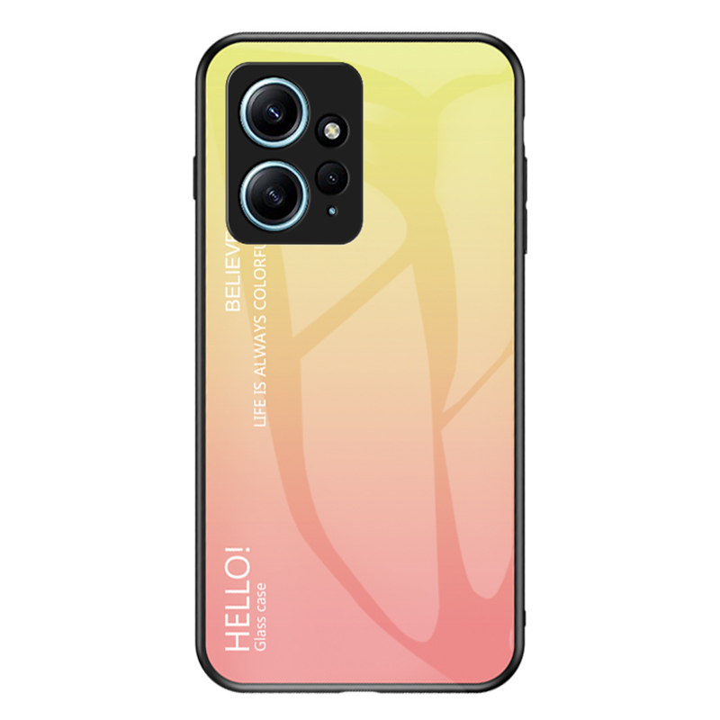

Für Xiaomi Redmi Note 12 4G Telefonhülle Temperiertes Glas+pc+tpu -gradienten -mobiltelefonabdeckung - Gradientengelb, Xiaomi Redmi Note 12 4G