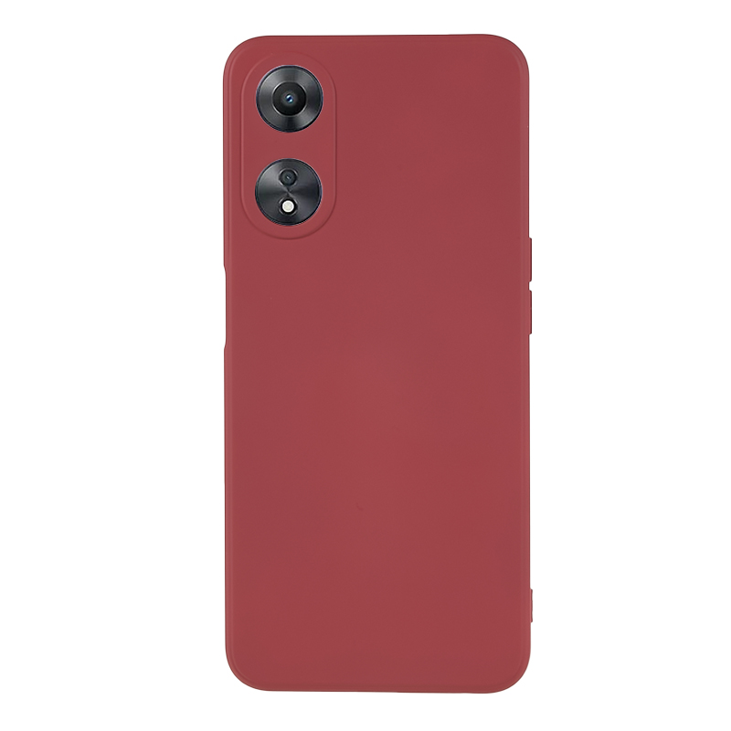 

Für Oppo A58 5G Faserfaserauskleidung Gummiziert Die Tpu-hülle Anti-kratzer-telefonabdeckung - Hawthornrot, Oppo A58 5G
