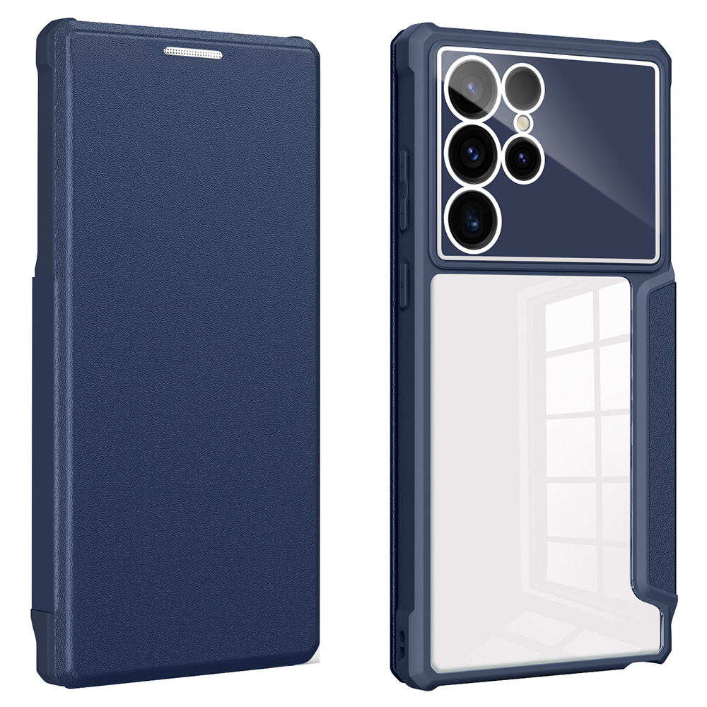 

Für Samsung Galaxy S23 Ultra Stand Card Halter Phone Hülle Leder+tpu+pc -telefonabdeckung - Blau, Galaxy S23 Ultra