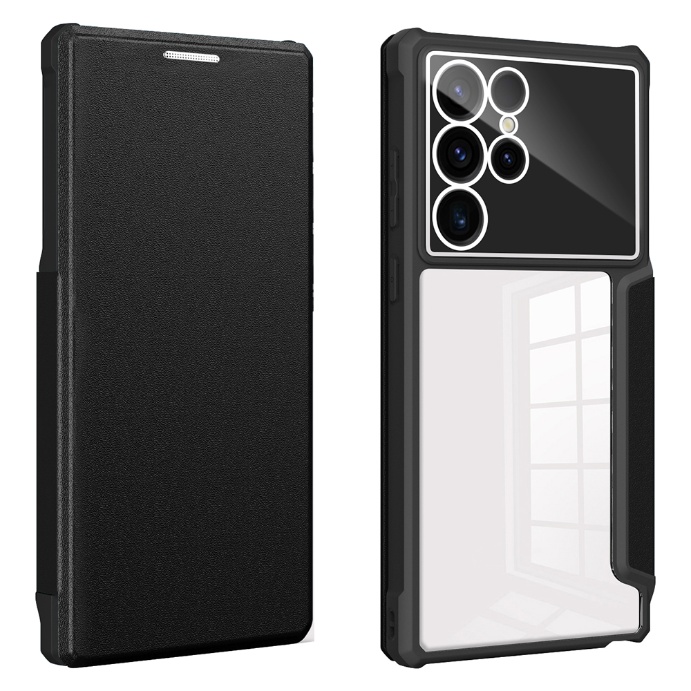 

Für Samsung Galaxy S23 Ultra Stand Card Halter Phone Hülle Leder+tpu+pc -telefonabdeckung - Schwarz, Galaxy S23 Ultra