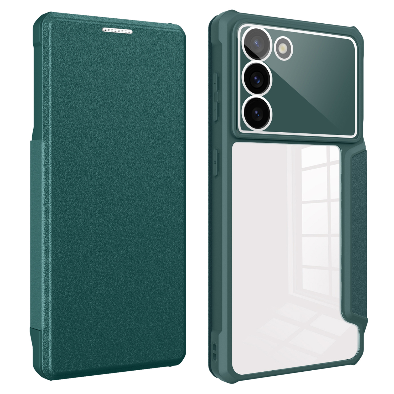 

Für Samsung Galaxy S23 Phone Stand Case Card Halter PU Leder+tpu+pc -smartphone -abdeckung - Grün, Galaxy S23