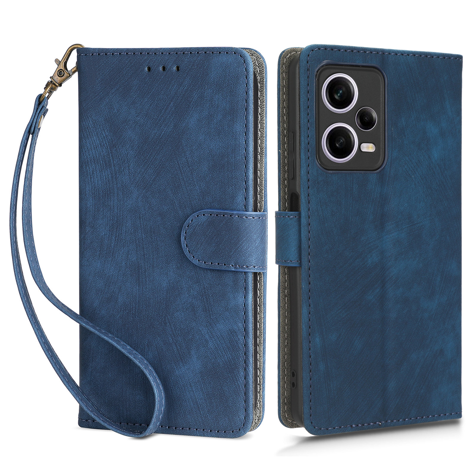 

Für Xiaomi Redmi Note 12 Pro+ 5G RFID Blocking Wallet PU Leder-telefonhülle Anti-drop-ständer Mit Riemen - Blau, Xiaomi Redmi Note 12 Pro+ 5G