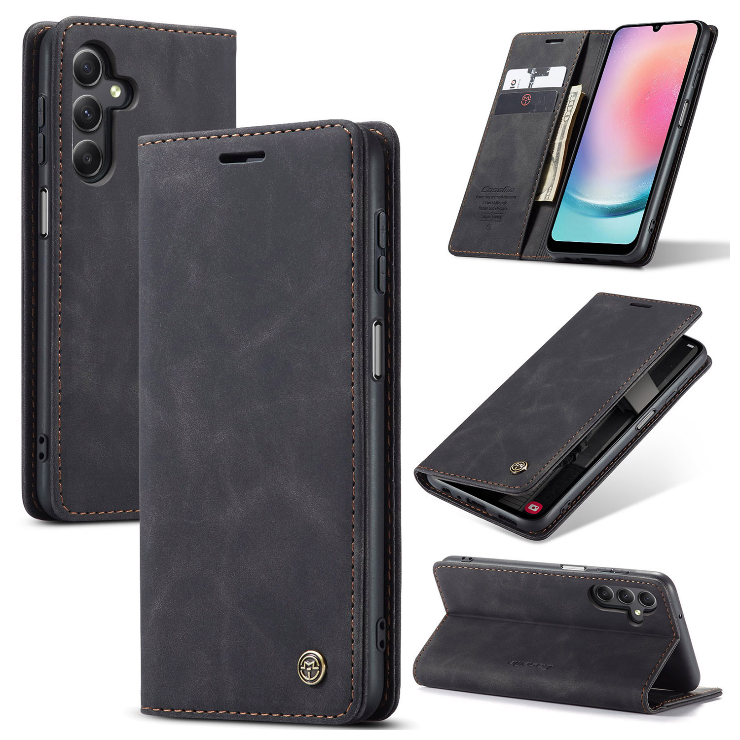 

Caseme 013 -serie Für Samsung Galaxy A24 4G Wallet Case PU Lederständer Flip Cover - Schwarz, Galaxy A24 4G