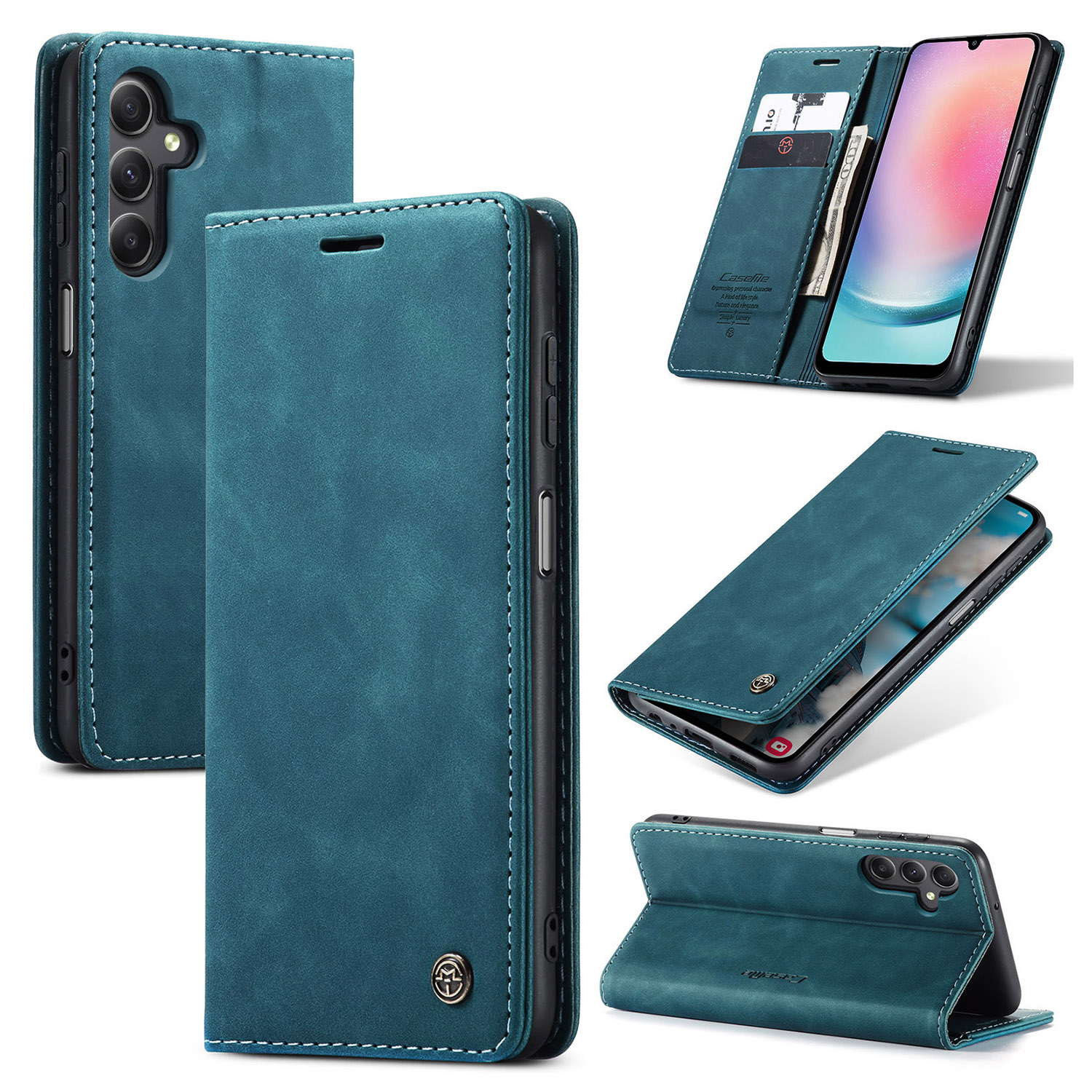 

Caseme 013 -serie Für Samsung Galaxy A24 4G Wallet Case PU Lederständer Flip Cover - Blau, Galaxy A24 4G