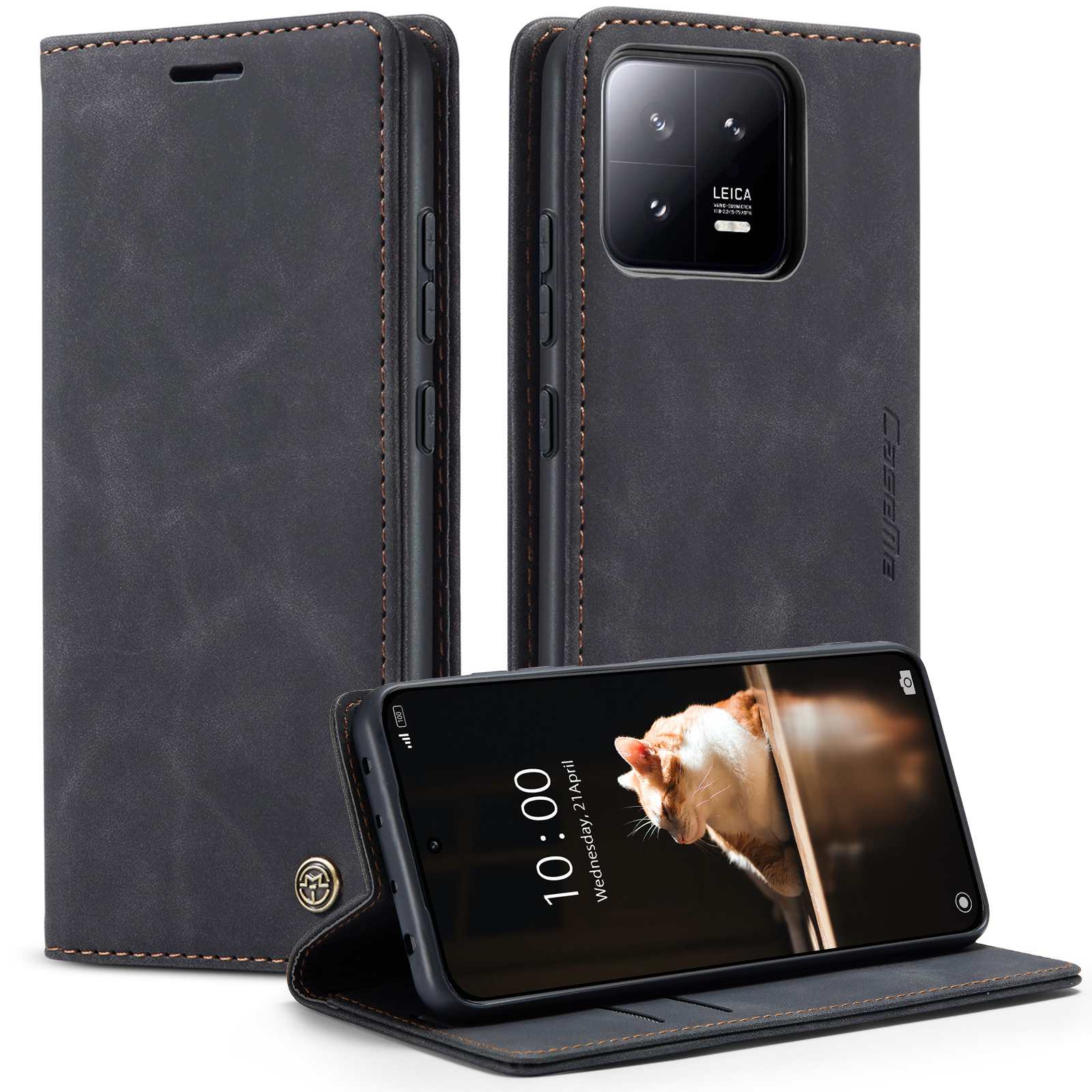 

Caseme 013 -serie Für Xiaomi 13 5G PU Leder Stand Phone Hülle Schutzbrieftasche - Schwarz, Xiaomi 13