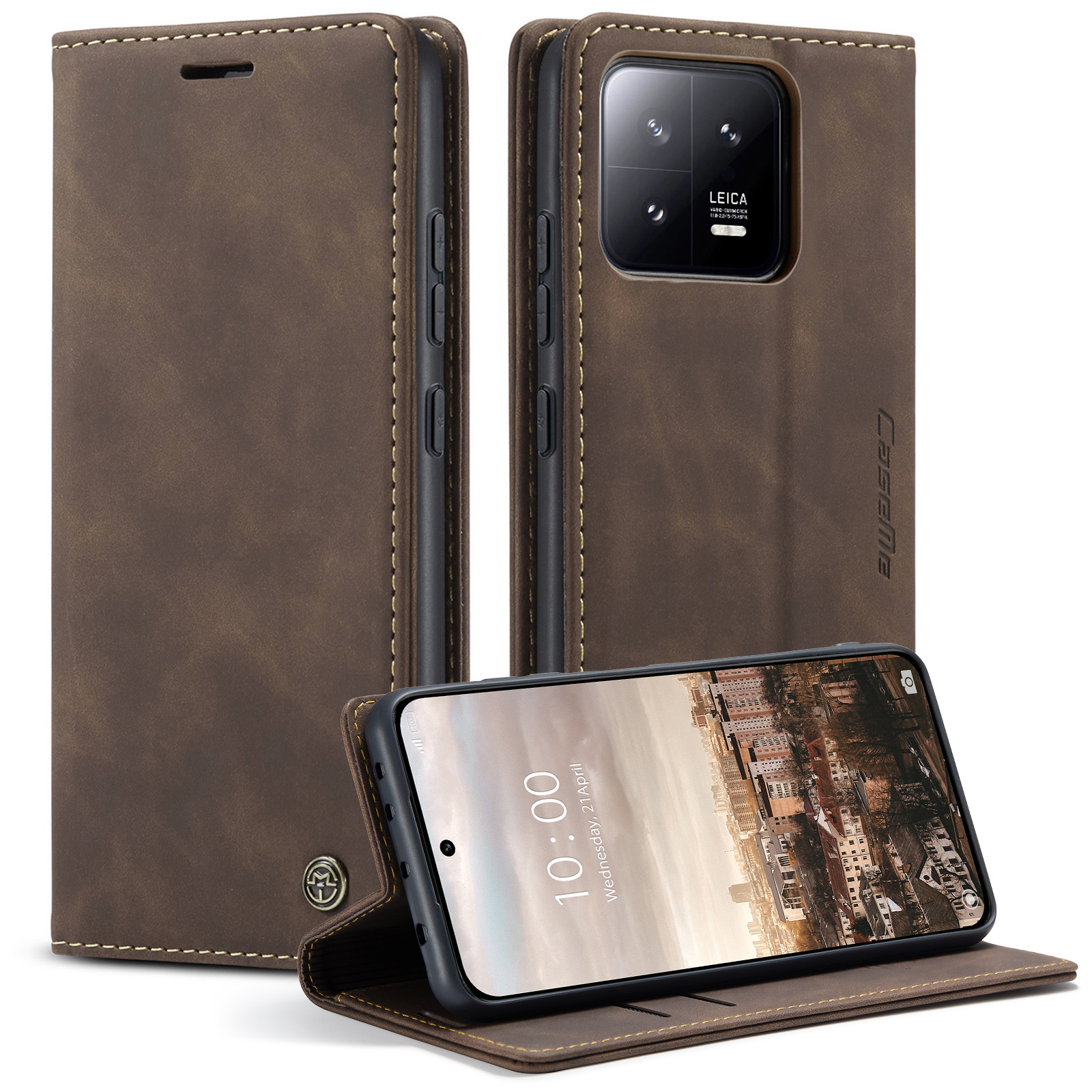 

Caseme 013 -serie Für Xiaomi 13 5G PU Leder Stand Phone Hülle Schutzbrieftasche - Kaffee, Xiaomi 13
