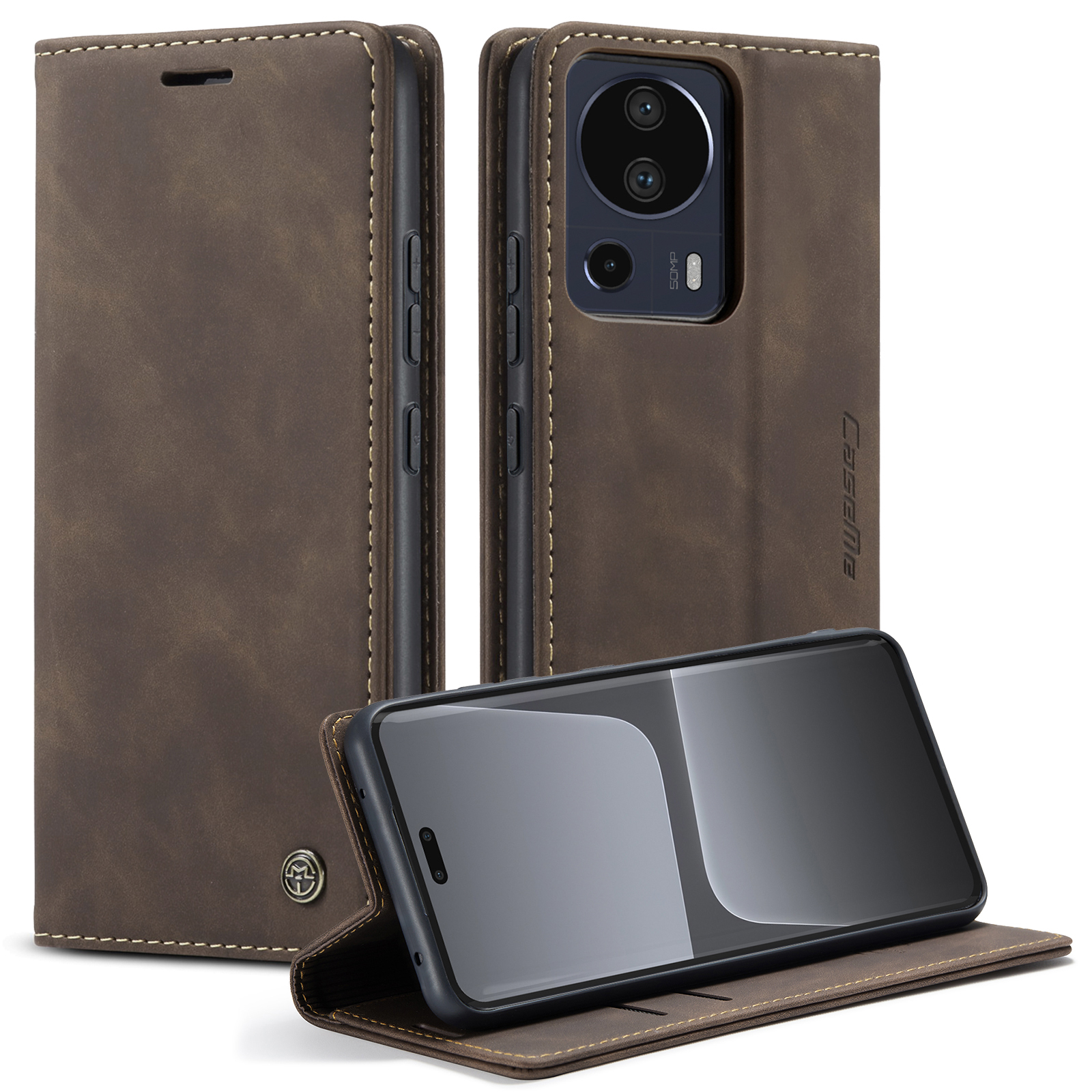 

Caseme 013 -serie Für Xiaomi 13 Lite / Civi 2 5G Telefon Brieftasche Hülle Ständer Lederabdeckung - Kaffee, Xiaomi 13 Lite