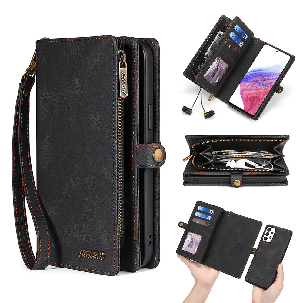 

MEGSHI 017 Serie Abnehmbares Ledertuap - Schwarz, Samsung Galaxy A73 5G