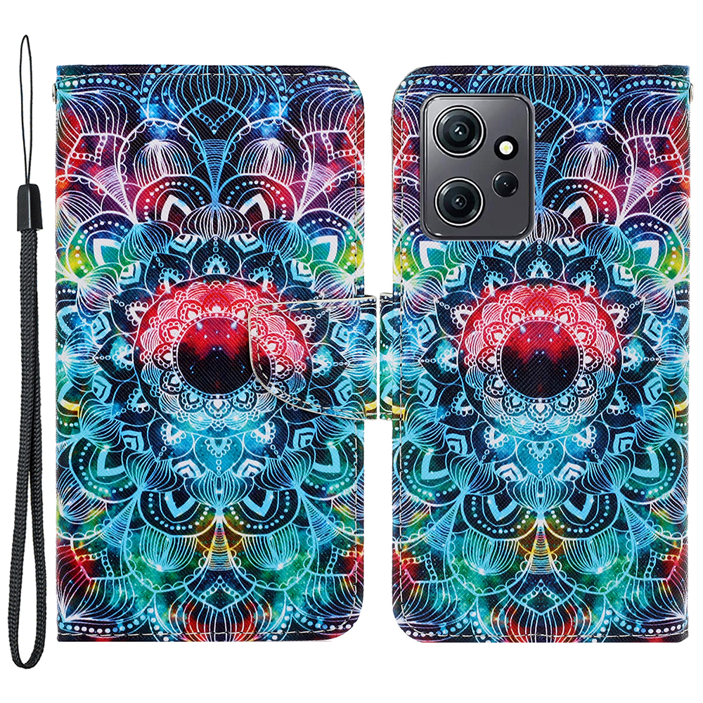 

Für Xiaomi Redmi Note 12 4G PU Leder Flip Deckabdeckungsmuster Drucken Schutzbrieftasche Mit Riemen - Mandala, Xiaomi Redmi Note 12 4G