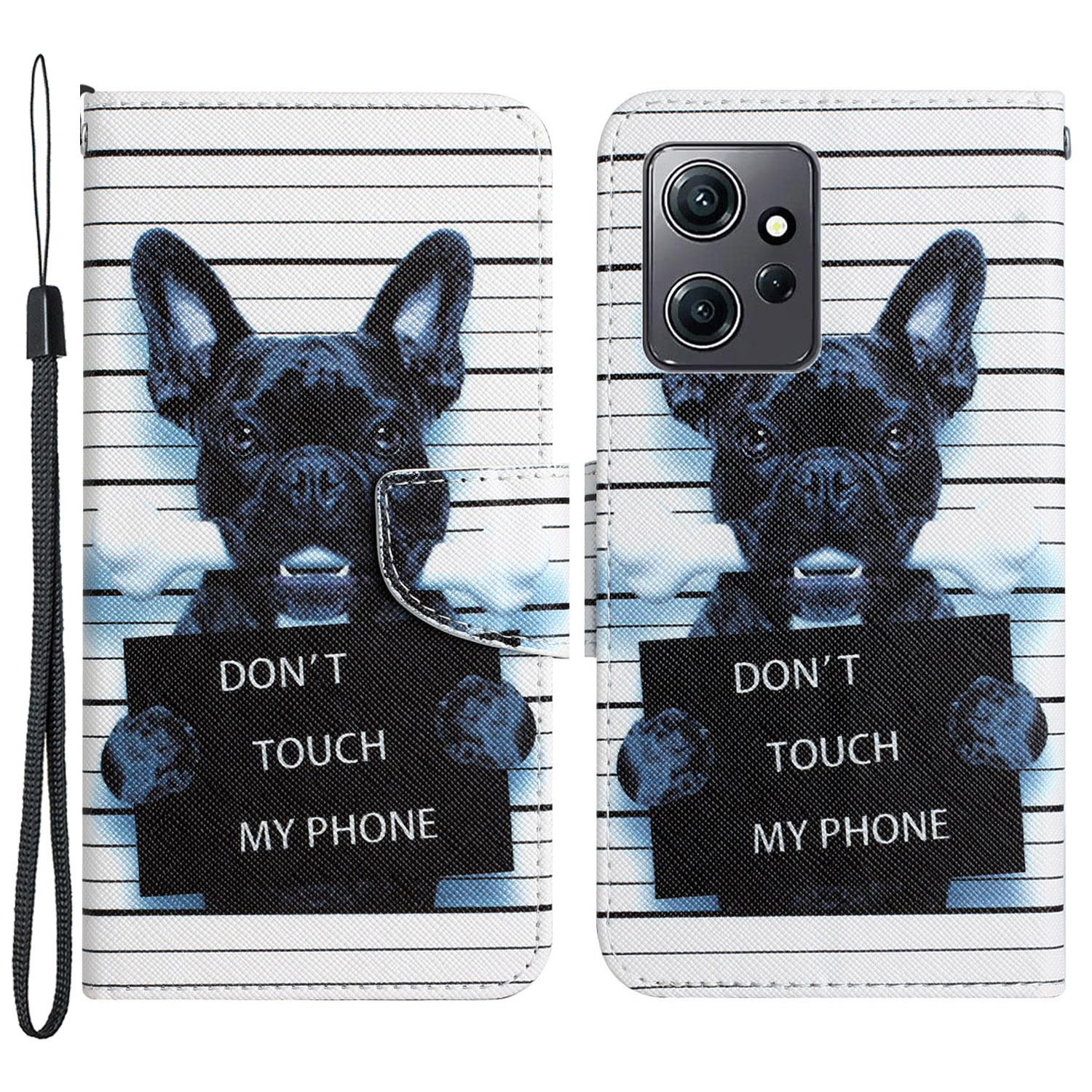 

Für Xiaomi Redmi Note 12 4G PU Leder Flip -gehäuse Muster Druck Schutzbrieftasche Mit Riemen - Berühre Mein Handy Nicht, Xiaomi Redmi Note 12 4G